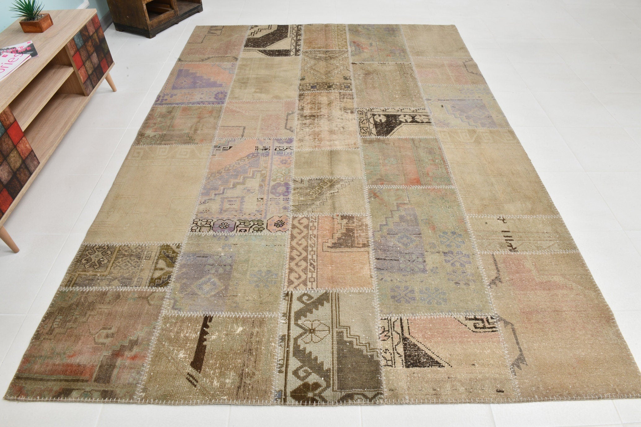 Turkish Vintage Patchwork Rug 9’10’ x 6’10’