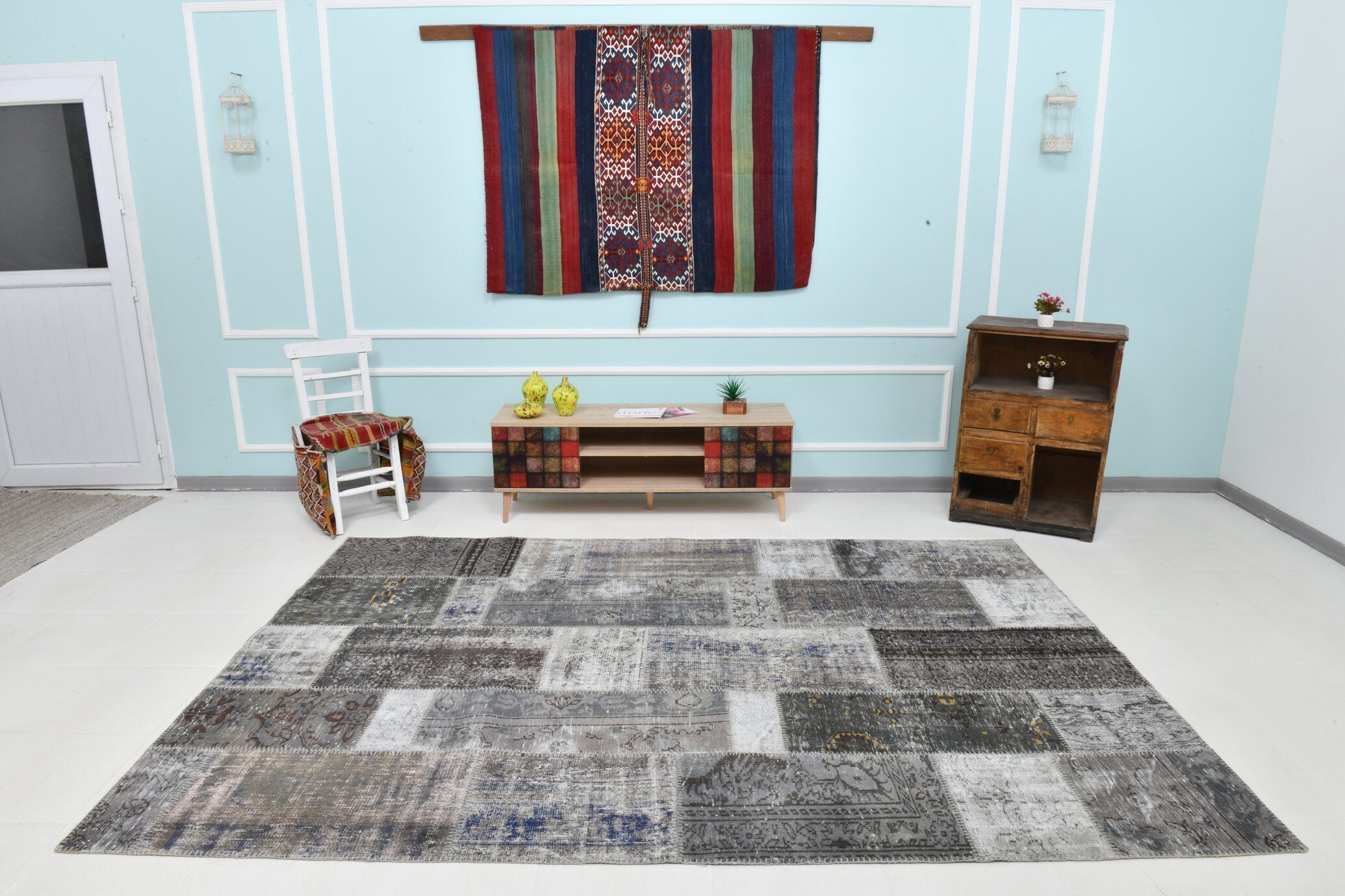 Turkish Vintage Patchwork Rug 9’11’ x 6’10’