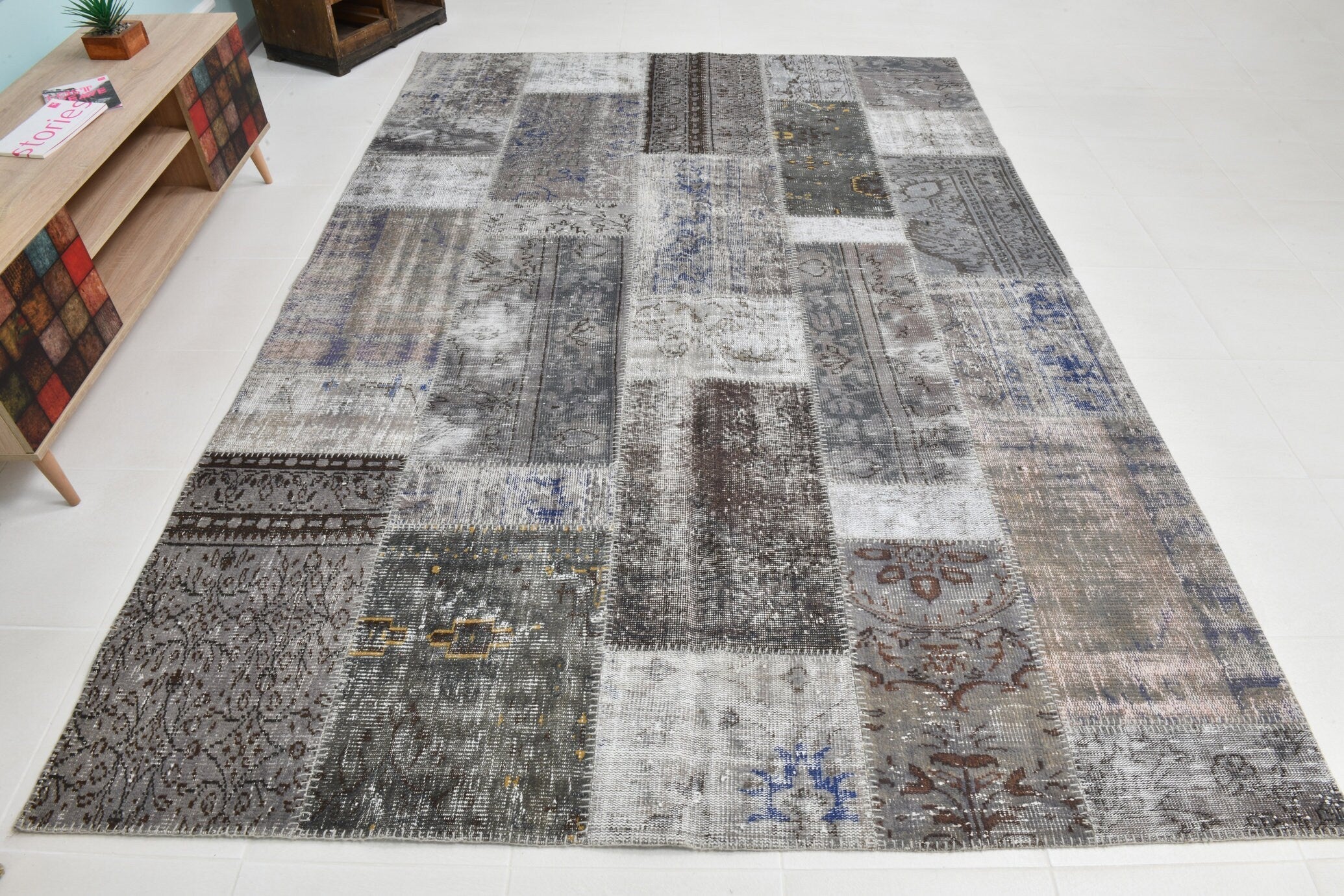 Turkish Vintage Patchwork Rug 9’11’ x 6’10’