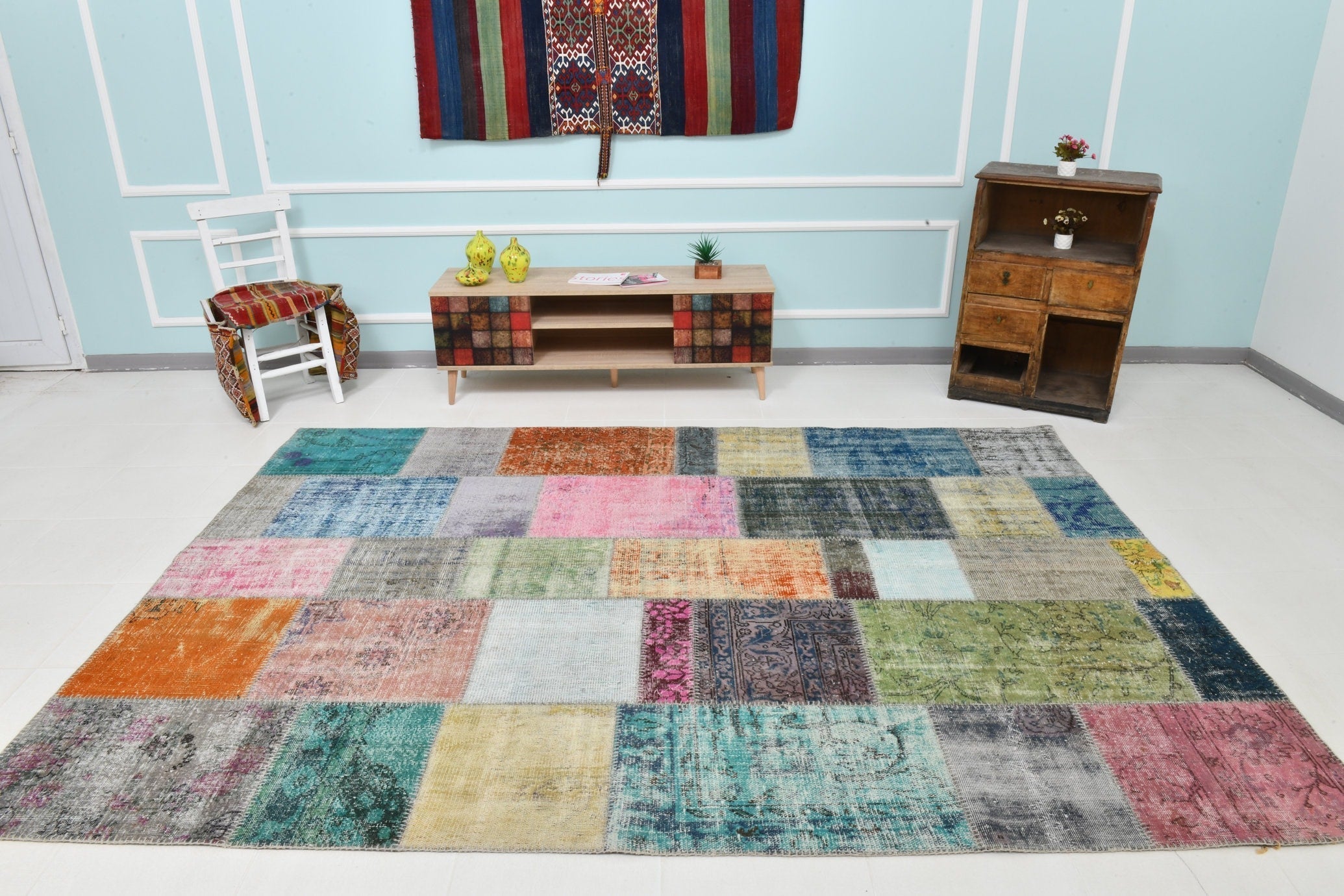 Turkish Vintage Patchwork Rug 9’11’ x 6’11’
