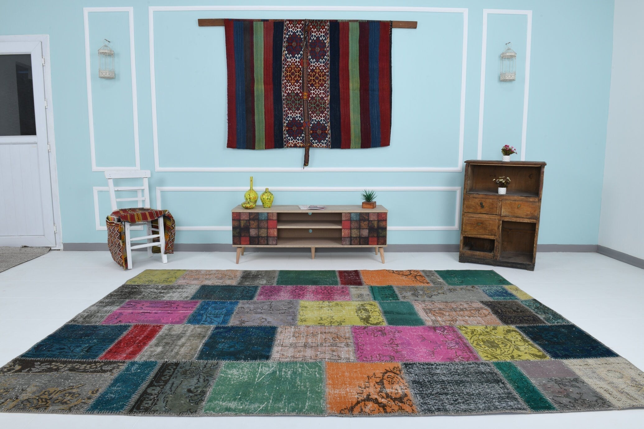 Turkish Vintage Patchwork Rug 9’11’ x 6’12’