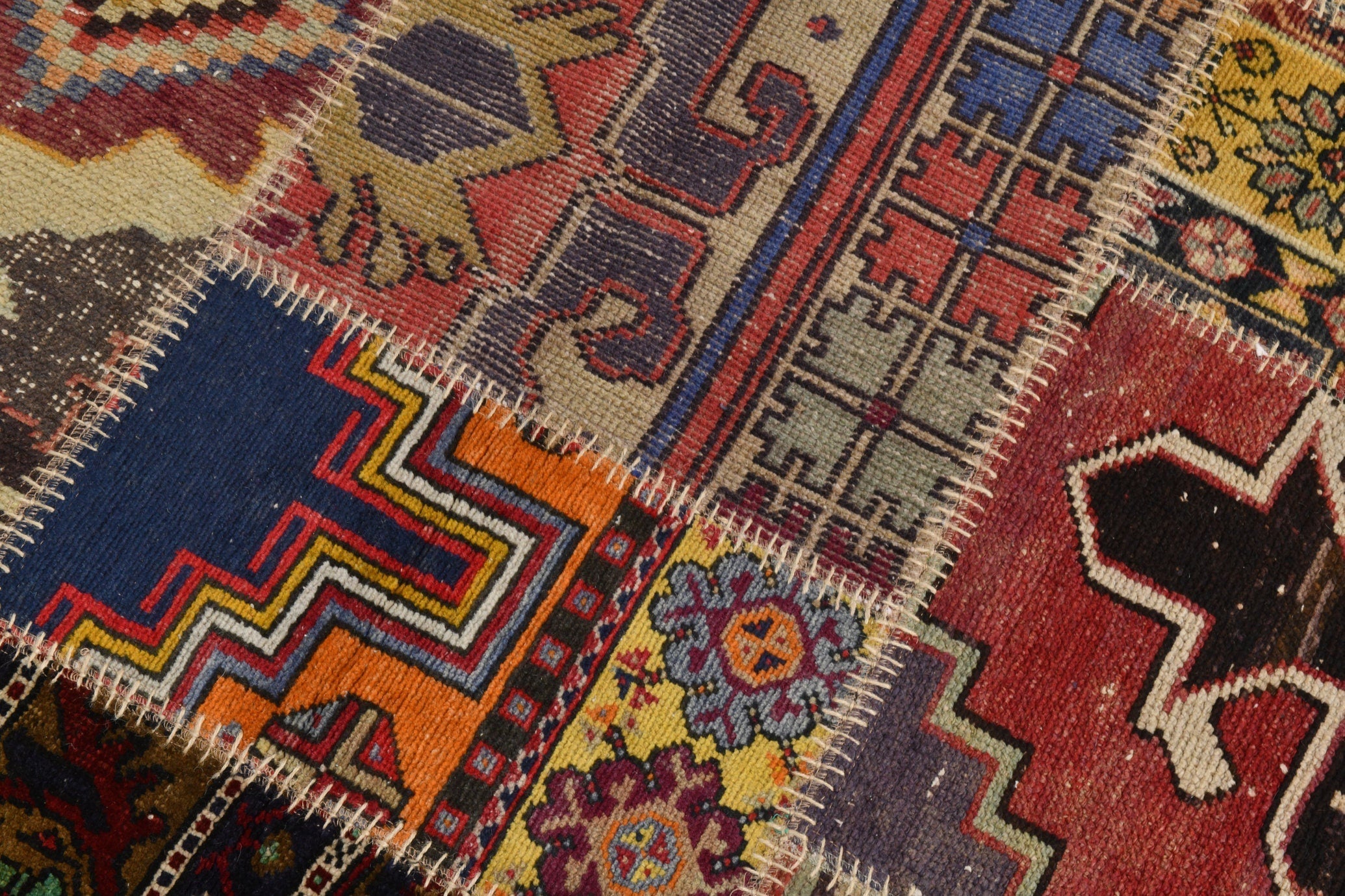 Turkish Vintage Patchwork Rug 9’11’ x 6’6’