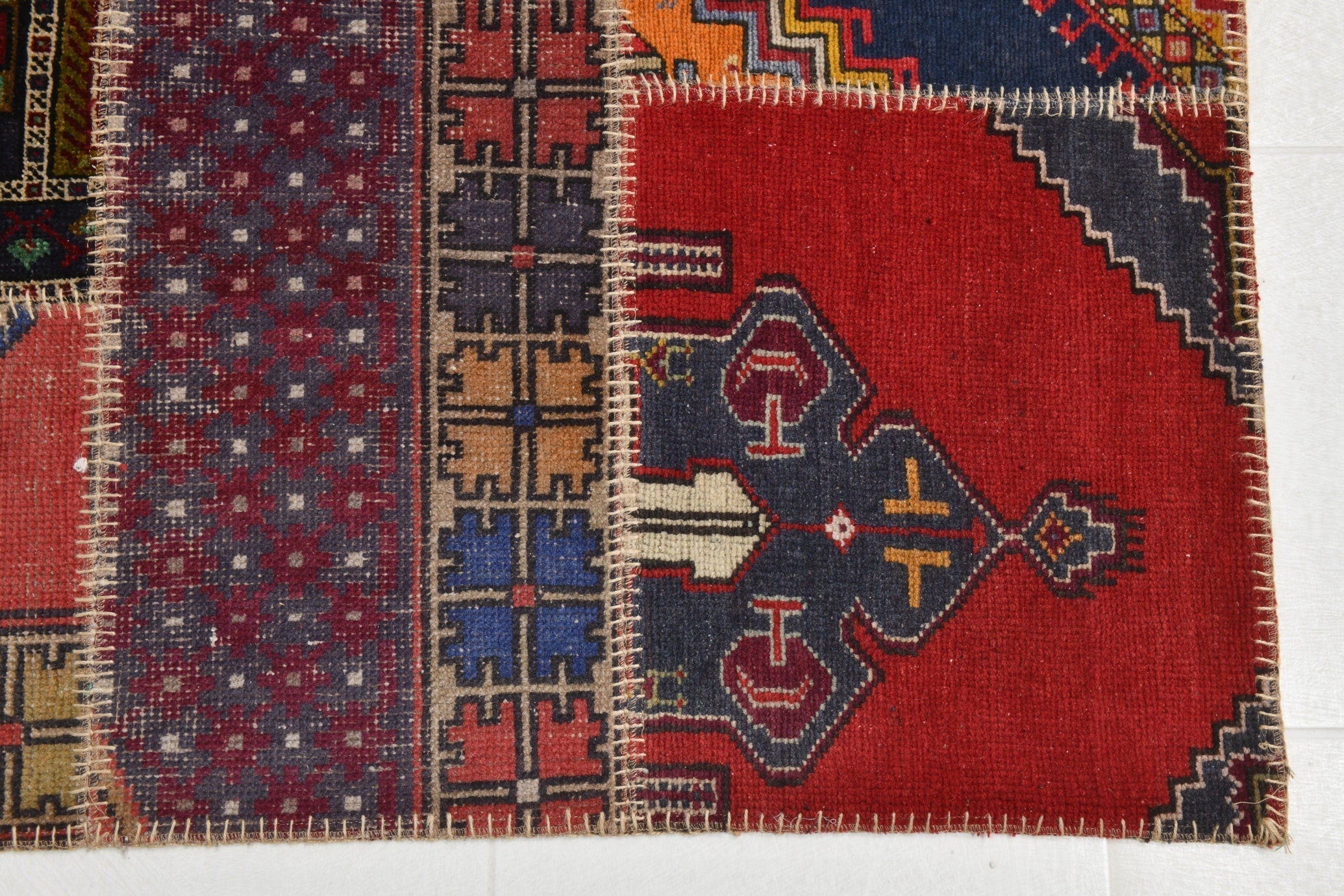 Turkish Vintage Patchwork Rug 9’11’ x 6’6’