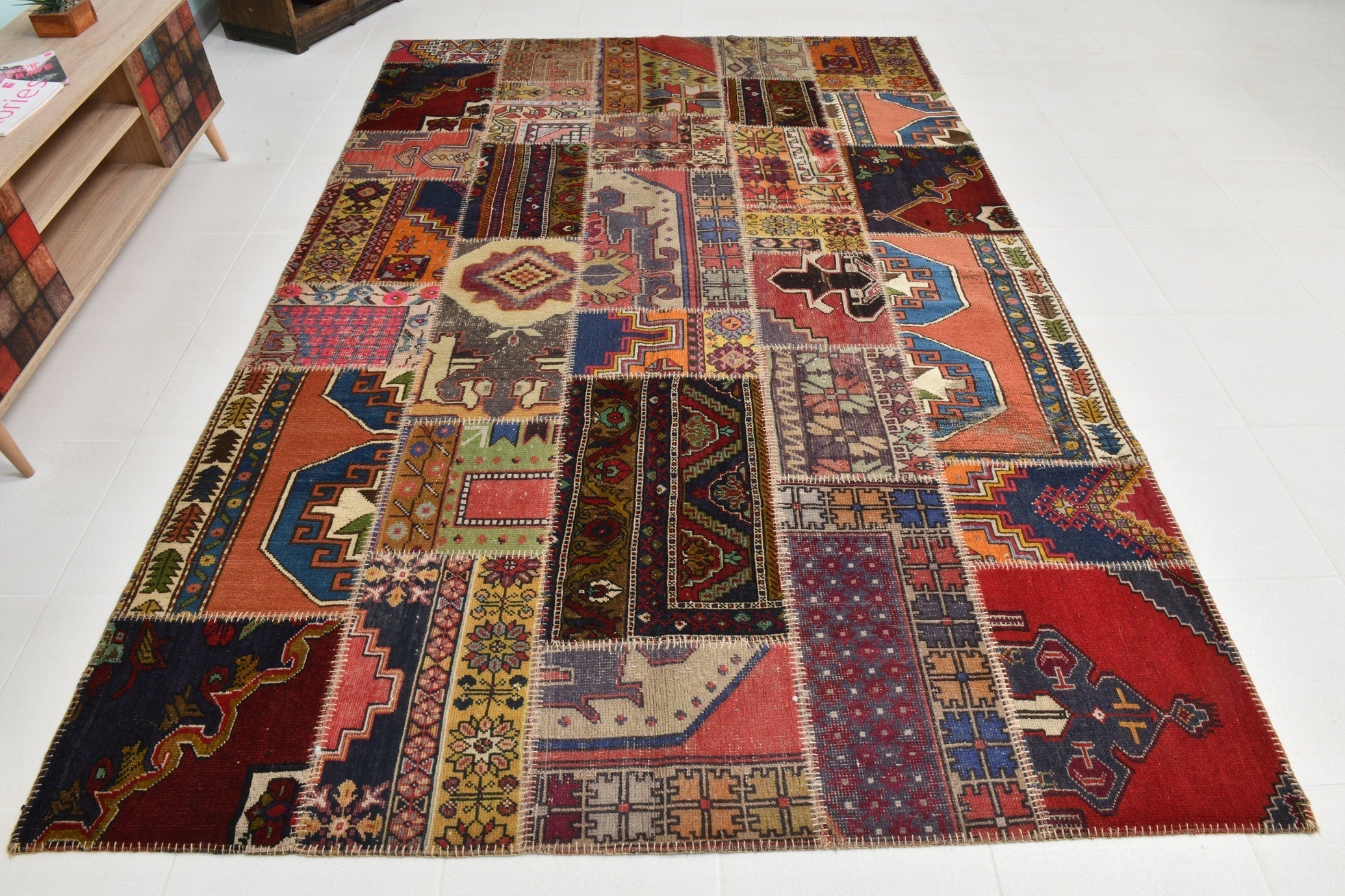 Turkish Vintage Patchwork Rug 9’11’ x 6’6’