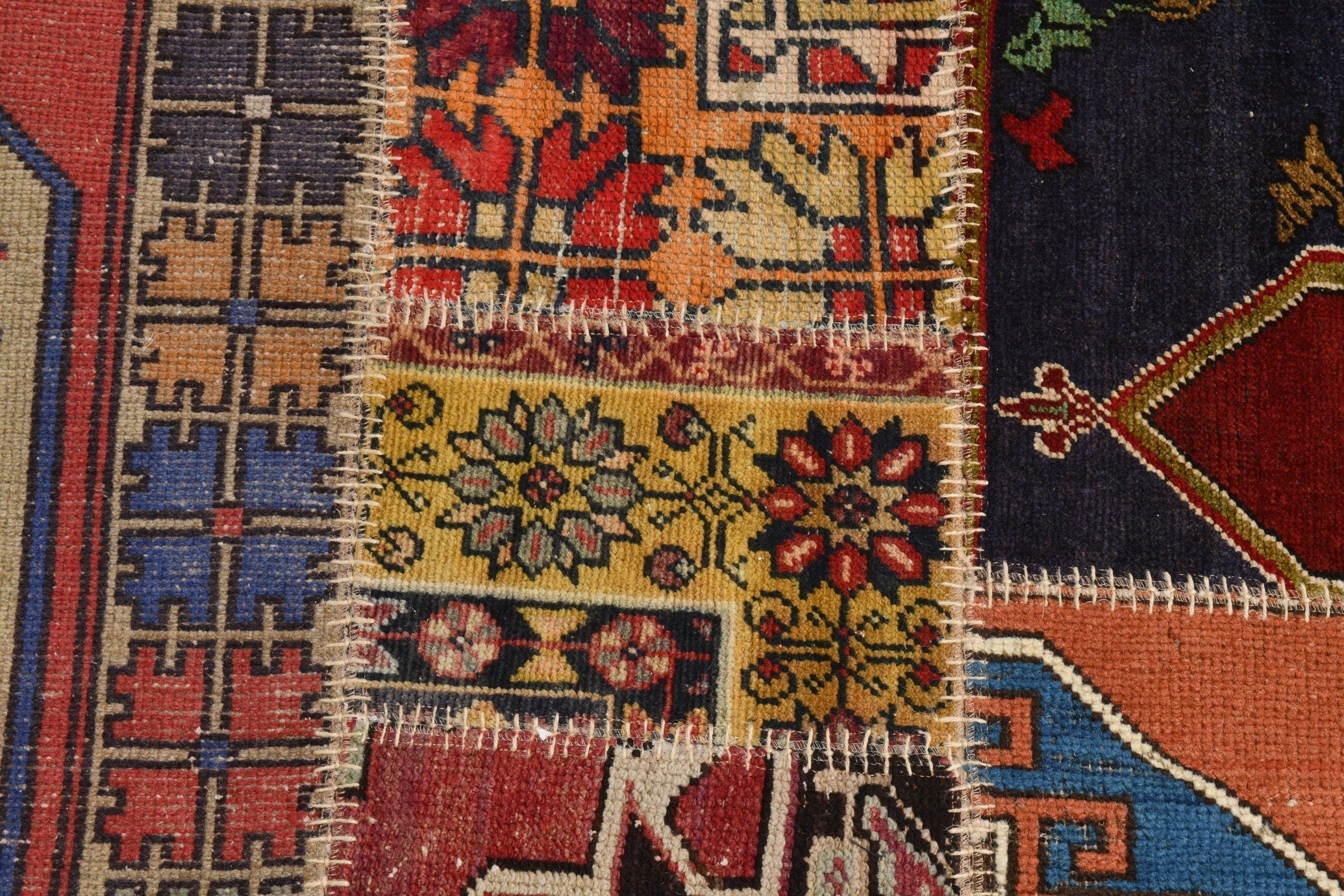 Turkish Vintage Patchwork Rug 9’11’ x 6’6’