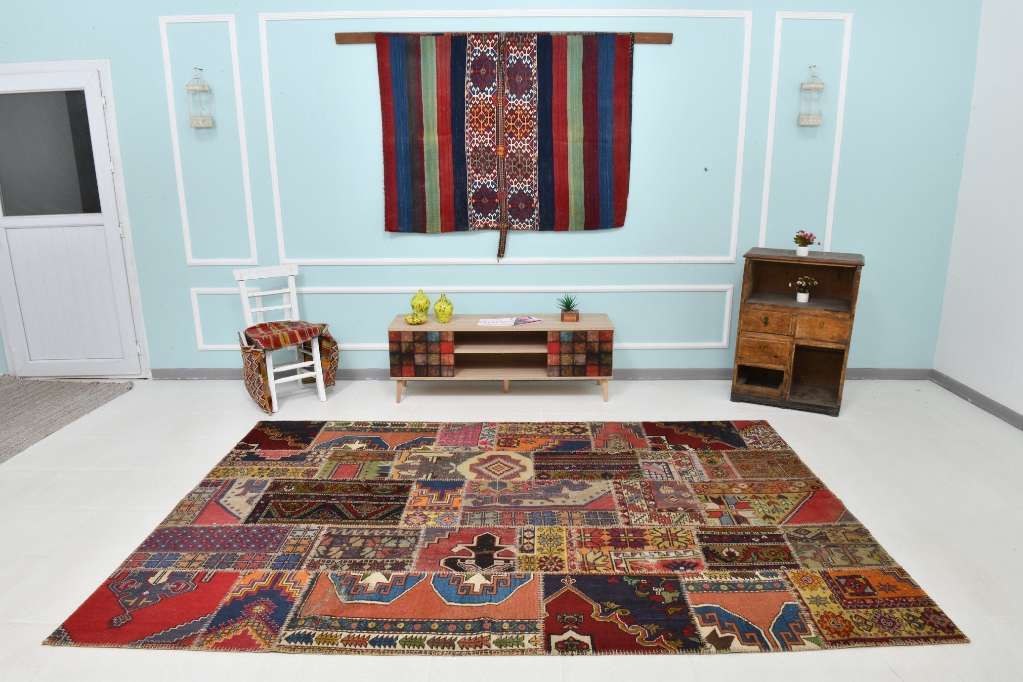 Turkish Vintage Patchwork Rug 9’11’ x 6’6’