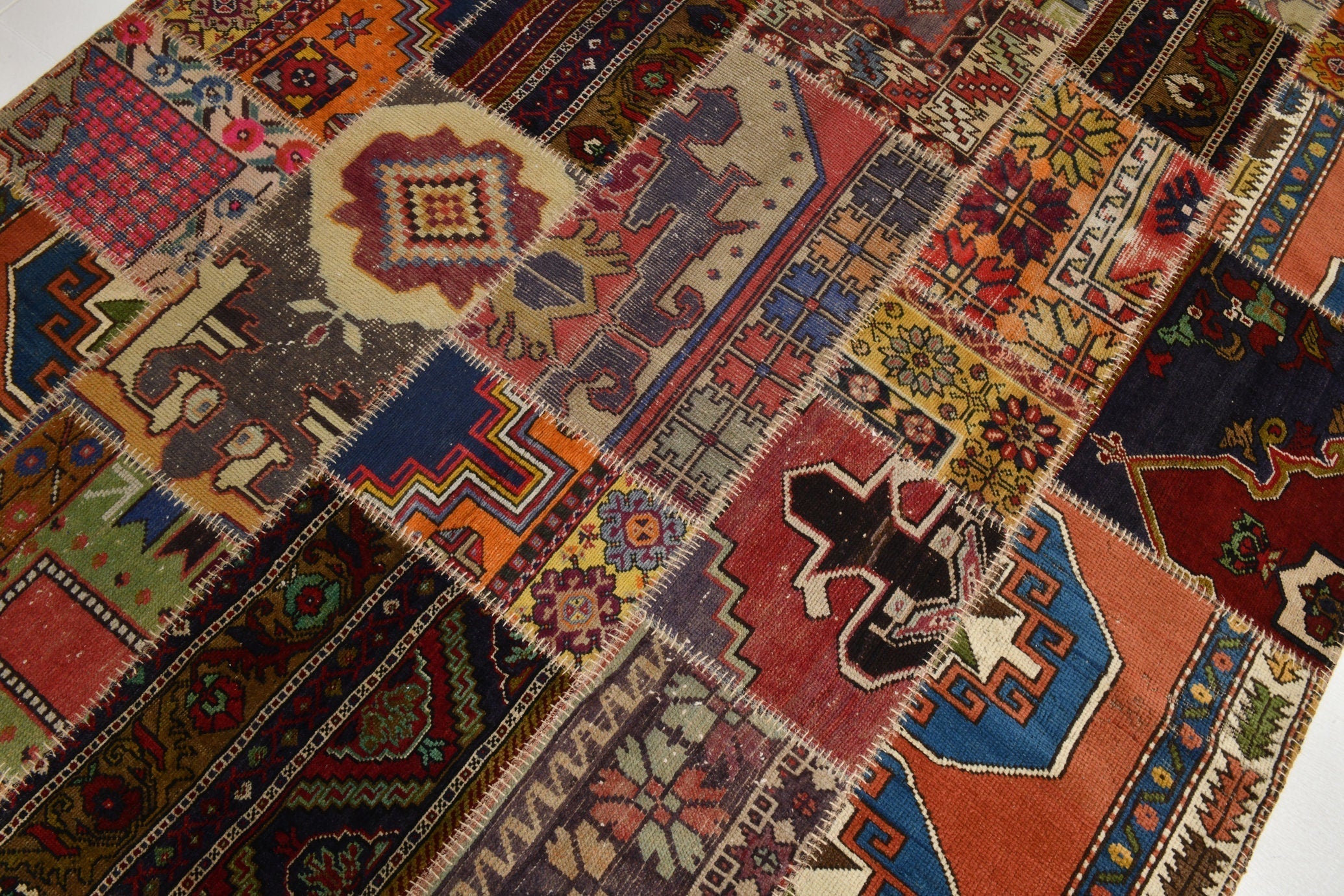 Turkish Vintage Patchwork Rug 9’11’ x 6’6’