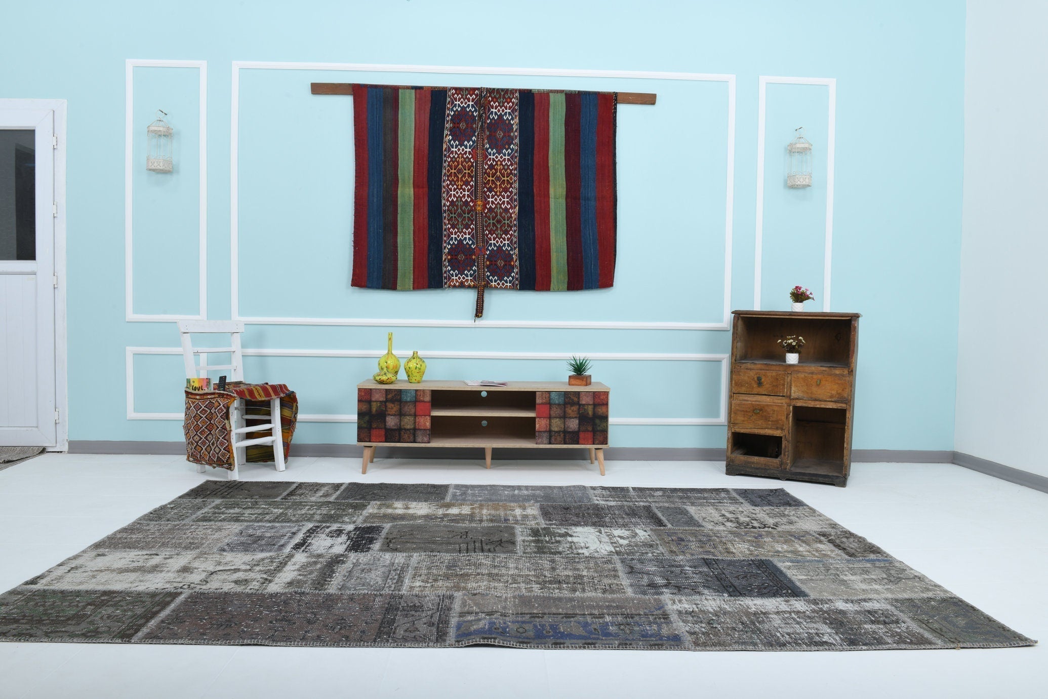 Turkish Vintage Patchwork Rug 9’11’ x 6’7’