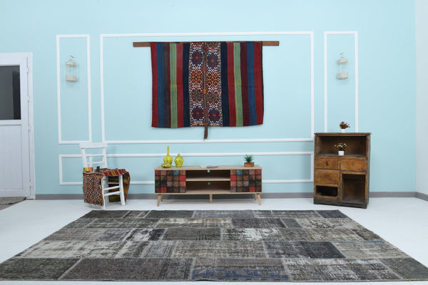 Turkish Vintage Patchwork Rug 9’11’ x 6’7’