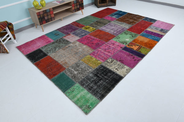 Turkish Vintage Patchwork Rug 9’11’ x 6’9’
