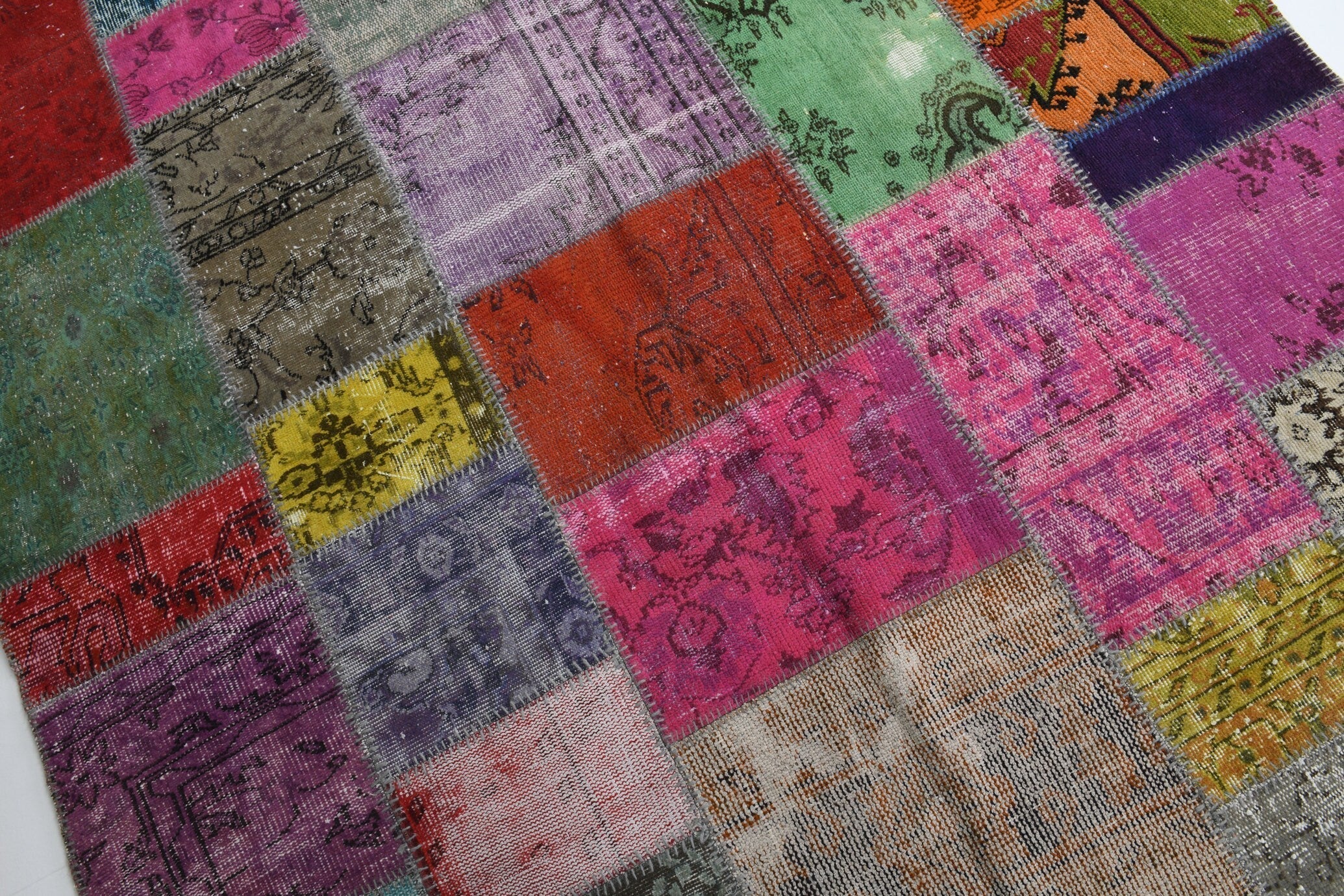 Turkish Vintage Patchwork Rug 9’11’ x 6’9’