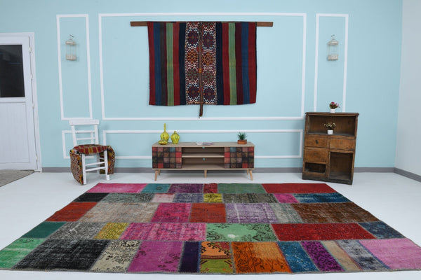 Turkish Vintage Patchwork Rug 9’11’ x 6’9’