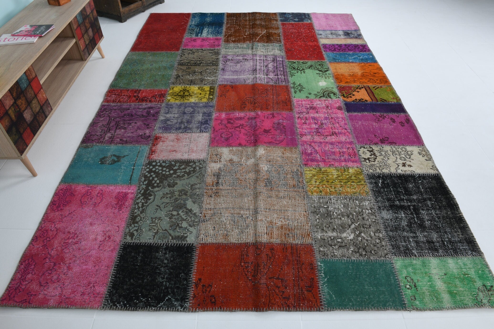 Turkish Vintage Patchwork Rug 9’11’ x 6’9’