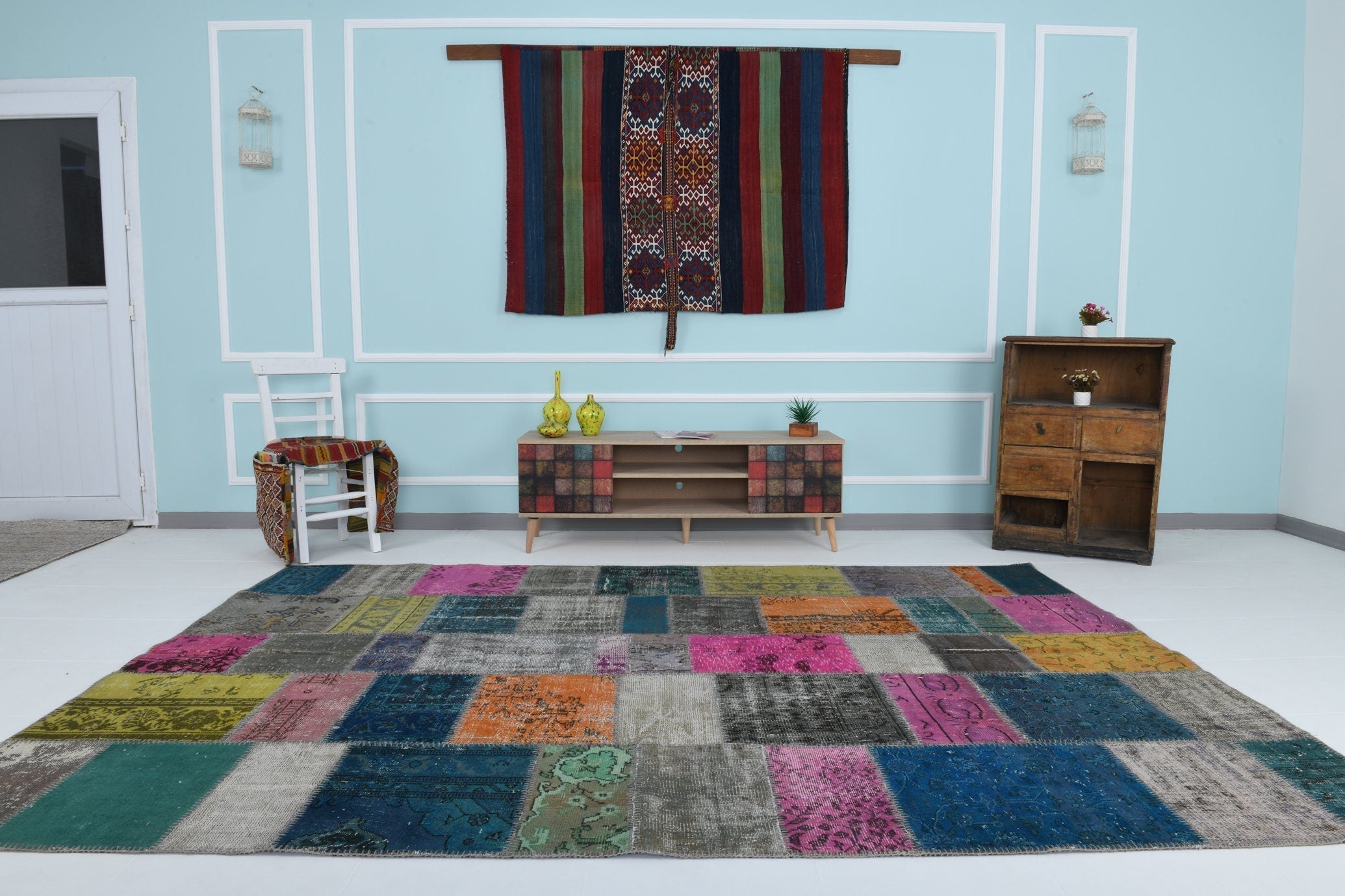 Turkish Vintage Patchwork Rug 9’11’ x 7’0’