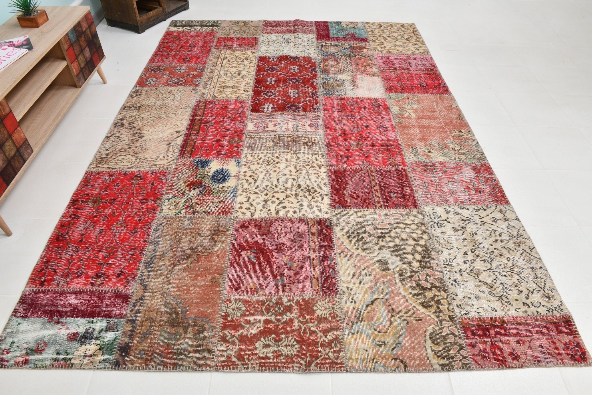 Turkish Vintage Patchwork Rug 9’11’ x 7’0’