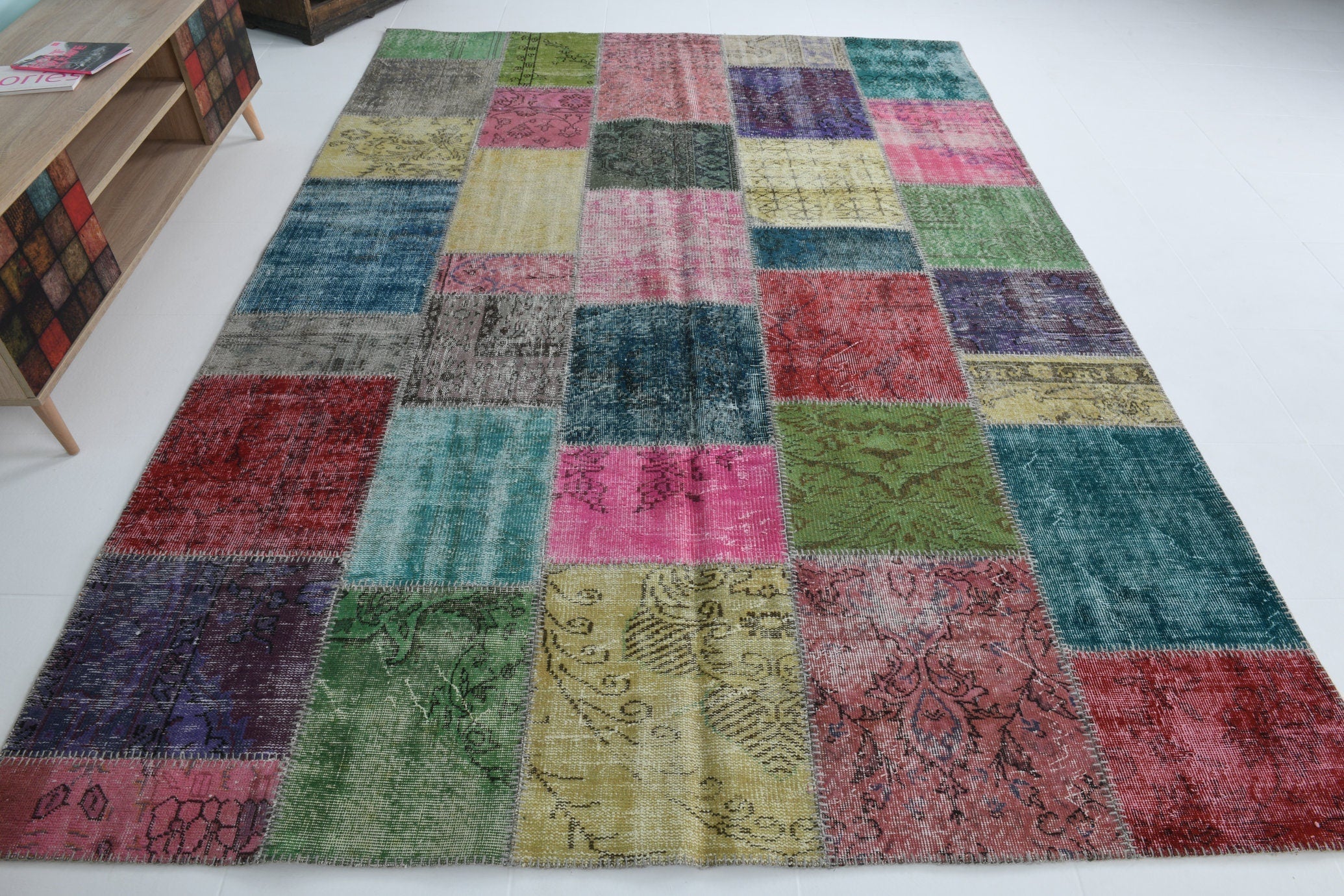 Turkish Vintage Patchwork Rug 9’11’ x 7’1’