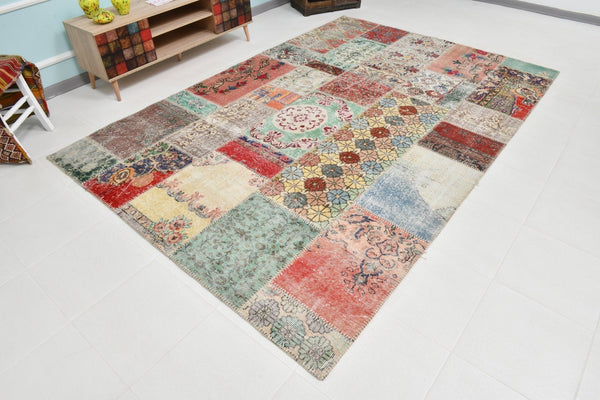 Turkish Vintage Patchwork Rug 9’12’ x 6’10’