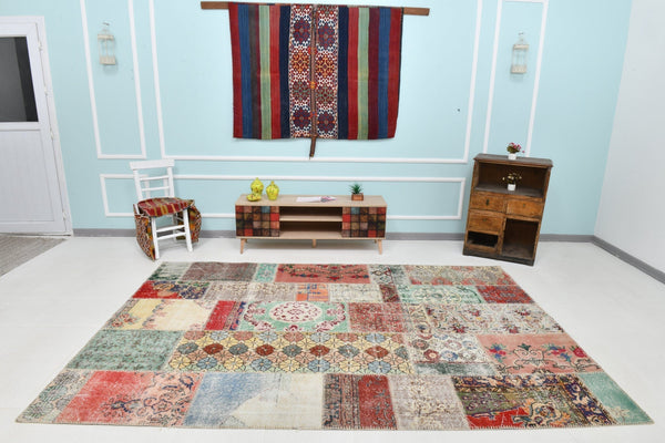 Turkish Vintage Patchwork Rug 9’12’ x 6’10’