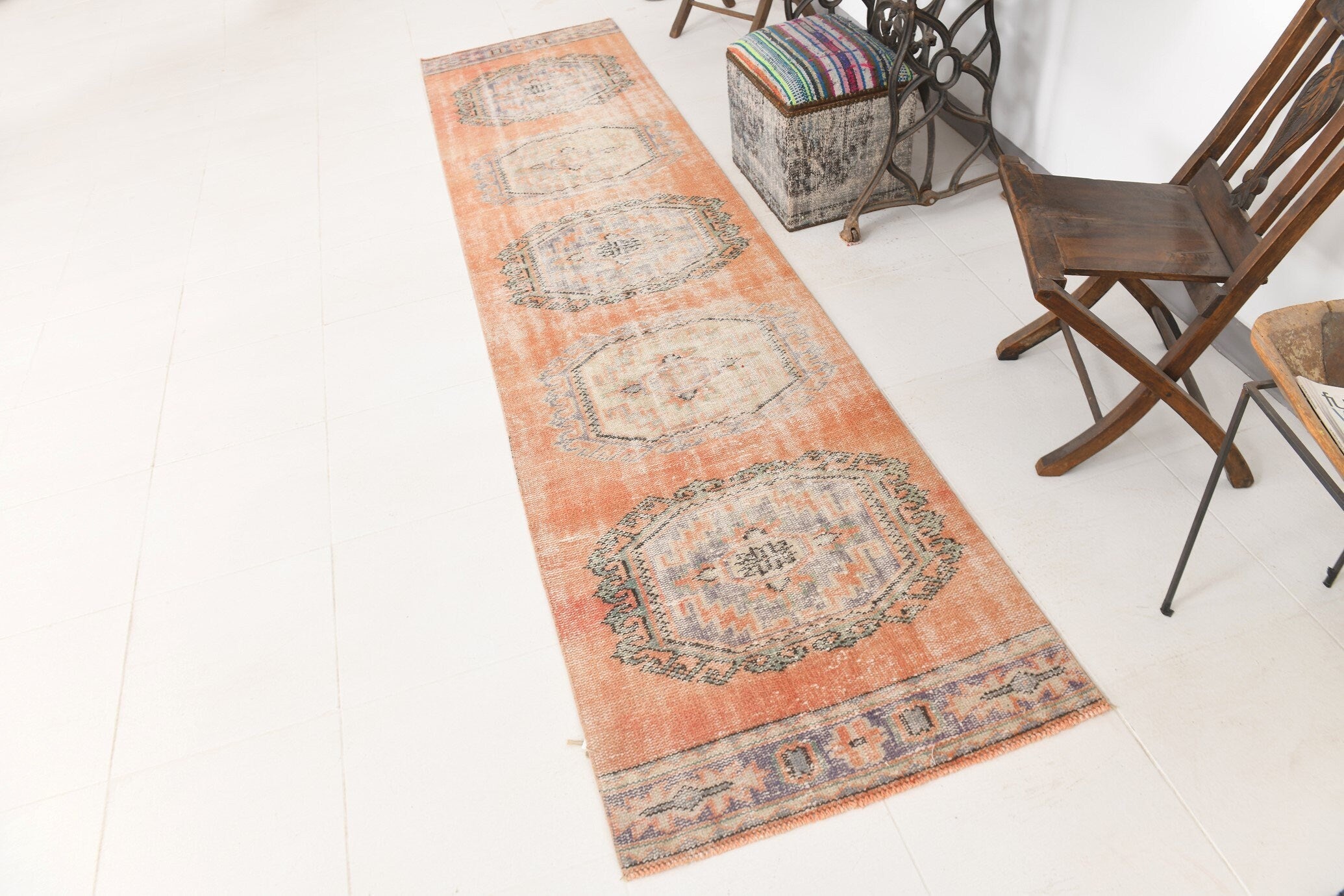 Turkish Vintage Rug  2'7" x 11'1" ft