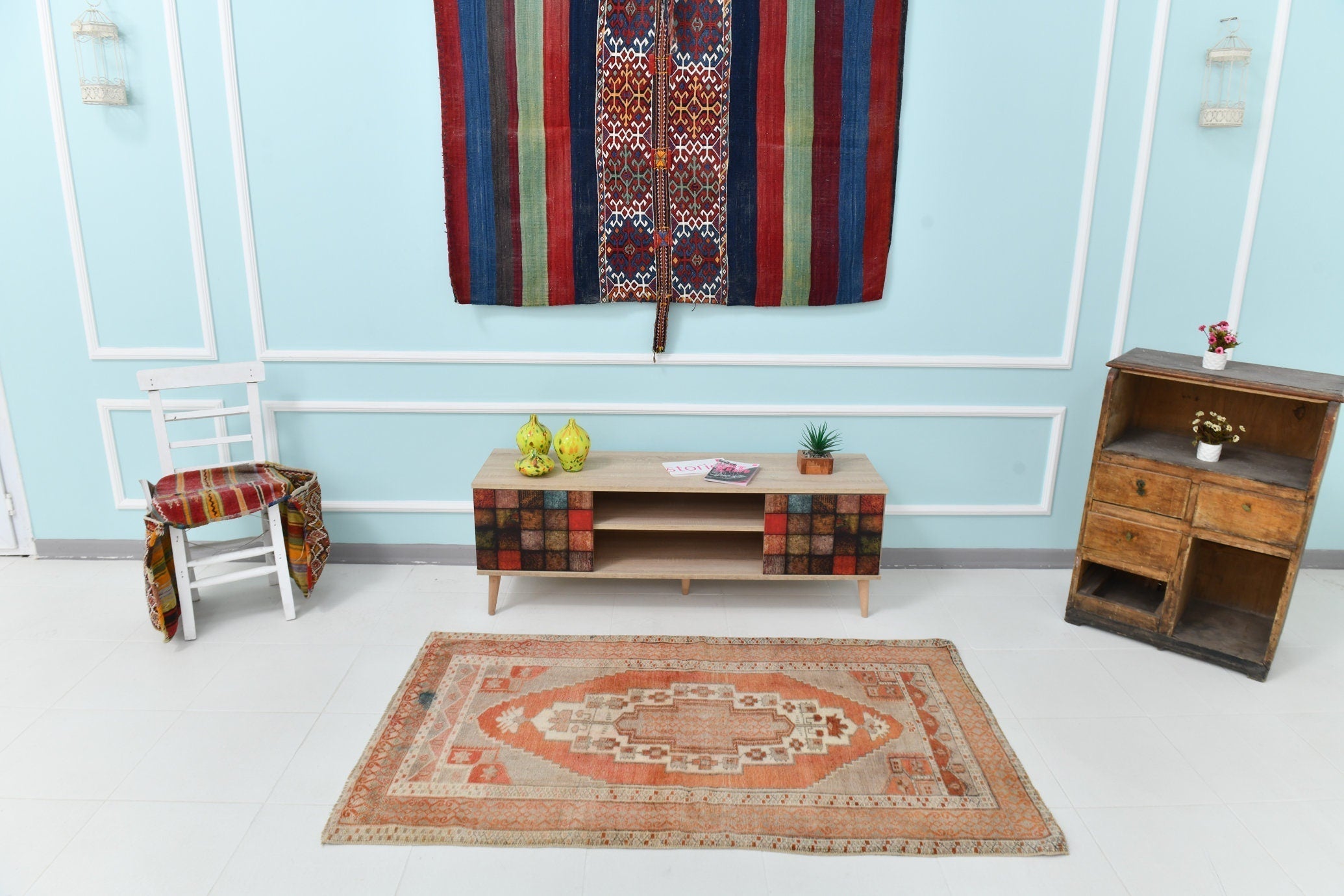 Turkish Vintage Rug 3’4’ x 5’9 Orange