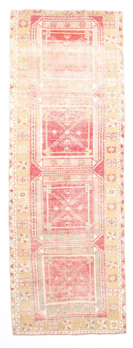 Turkish Vintage Runner Rug 4’0’’ x 11’1’’ ft
