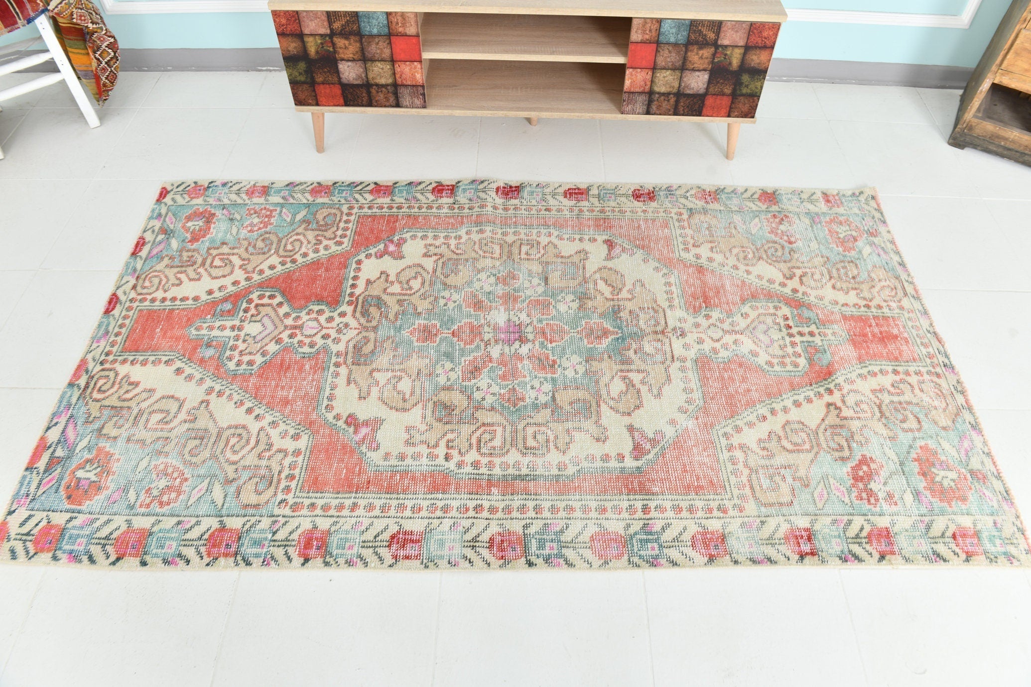Turkish Vintage Rug 4’1’ x 7’2’