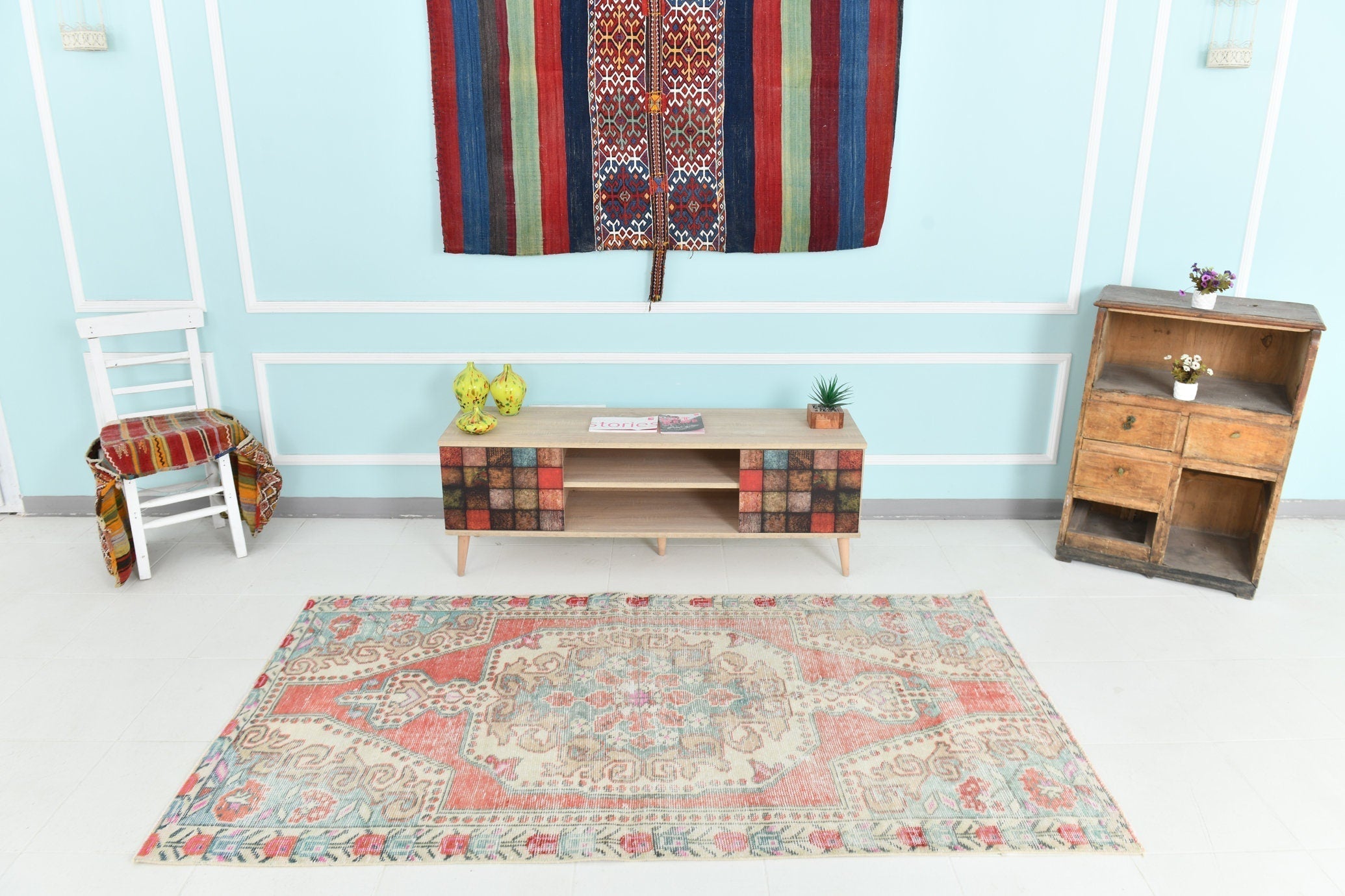 Turkish Vintage Rug 4’1’ x 7’2’