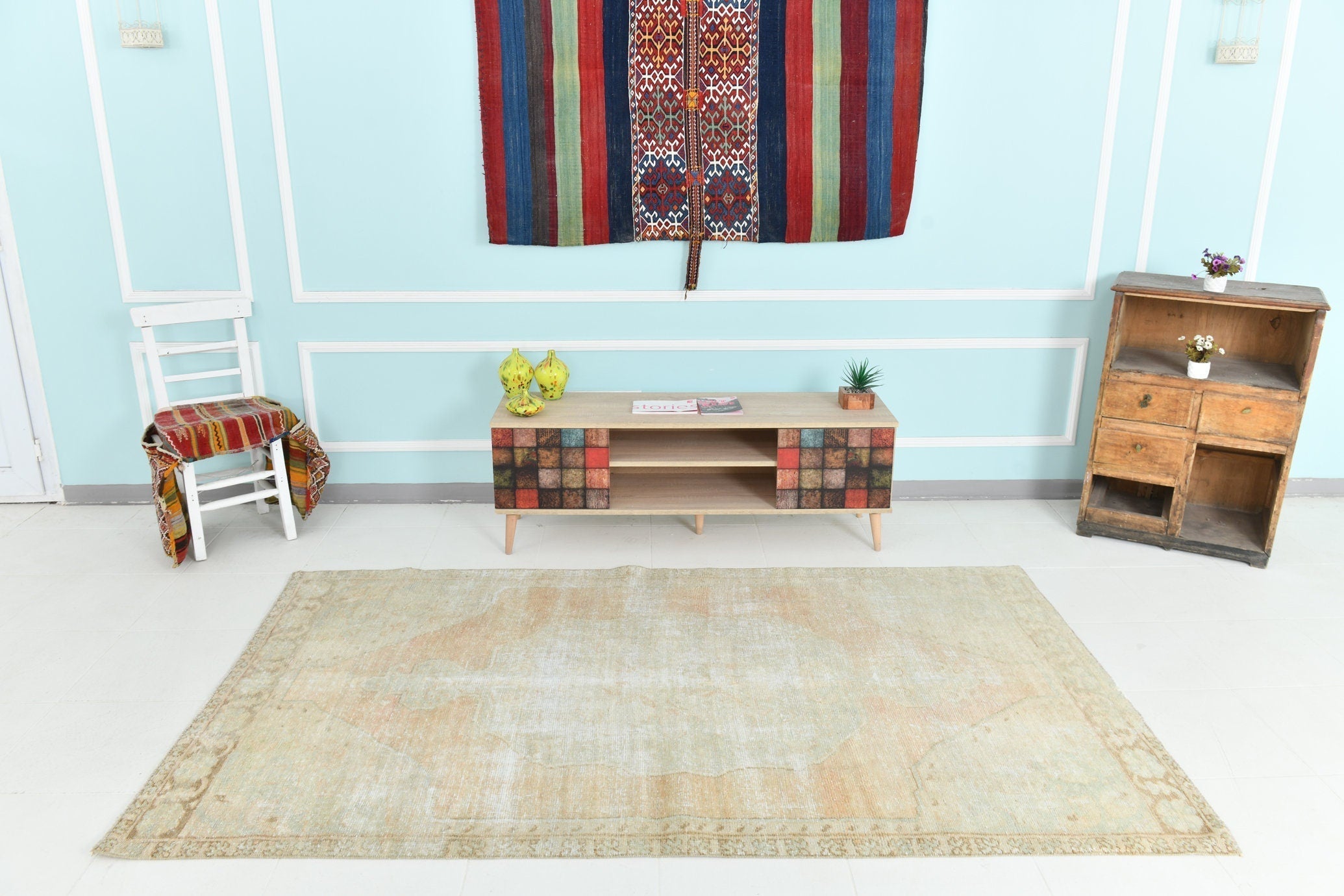 Turkish Vintage Rug 4’10’ x 8’2’