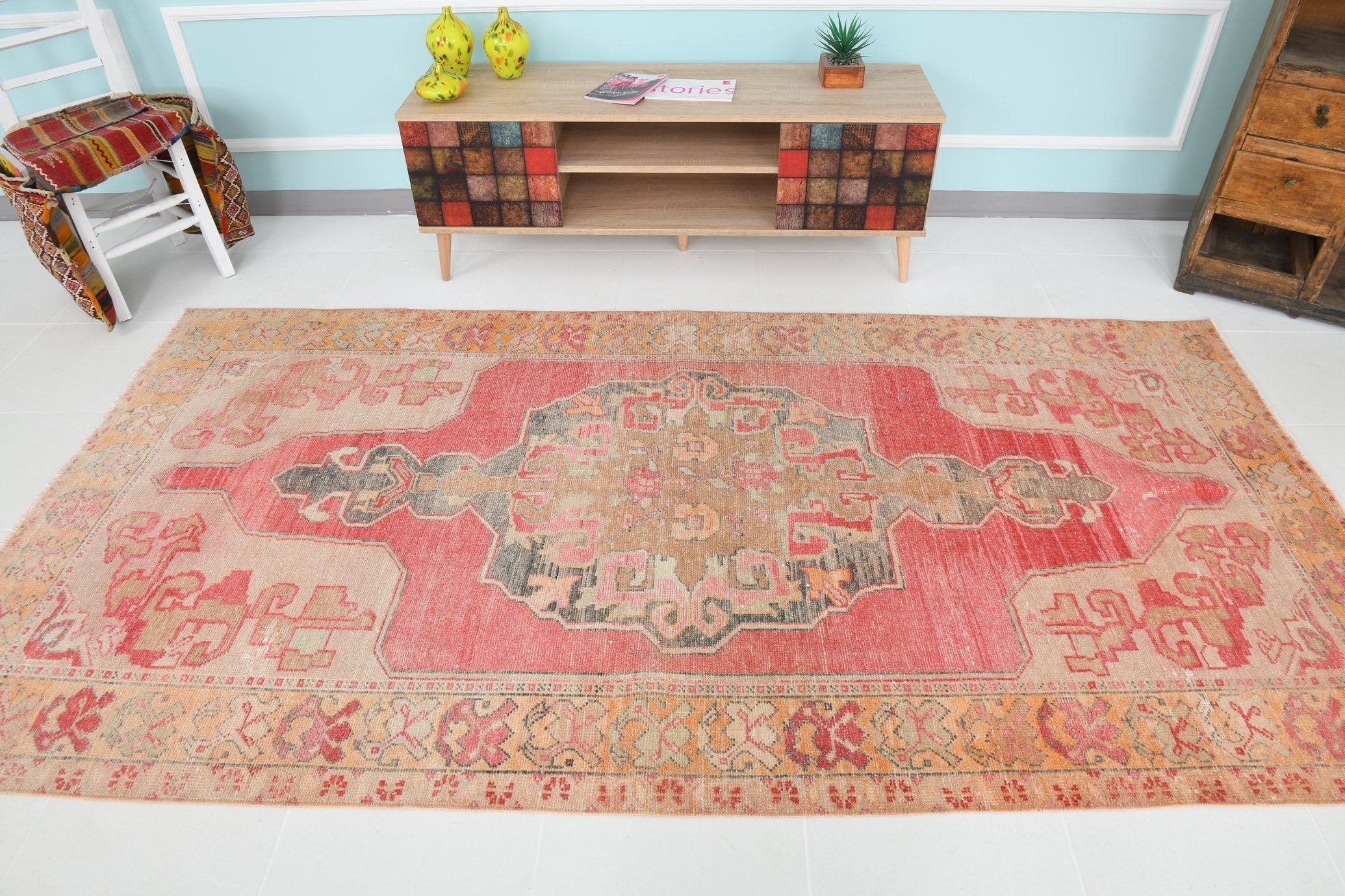 Turkish Vintage Rug 4’10’ x 9’4’