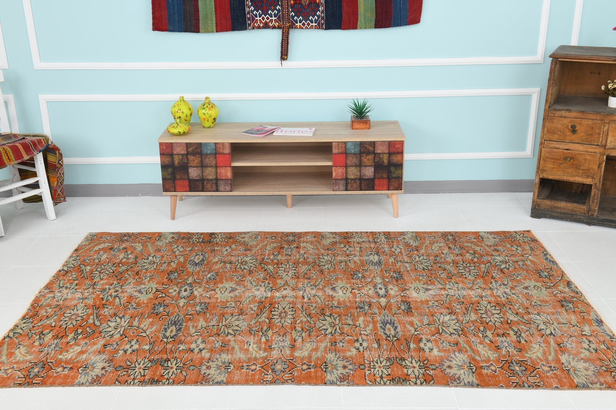 Turkish Vintage Rug 4’11’ x 8’2’