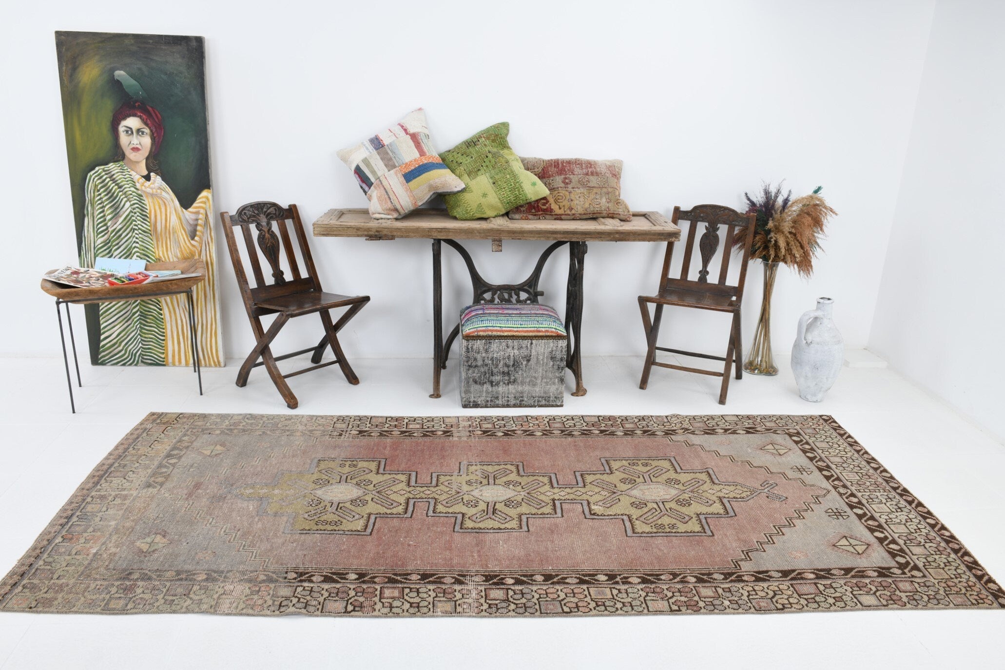 Turkish Vintage Rug  4'2" x 9'11" ft