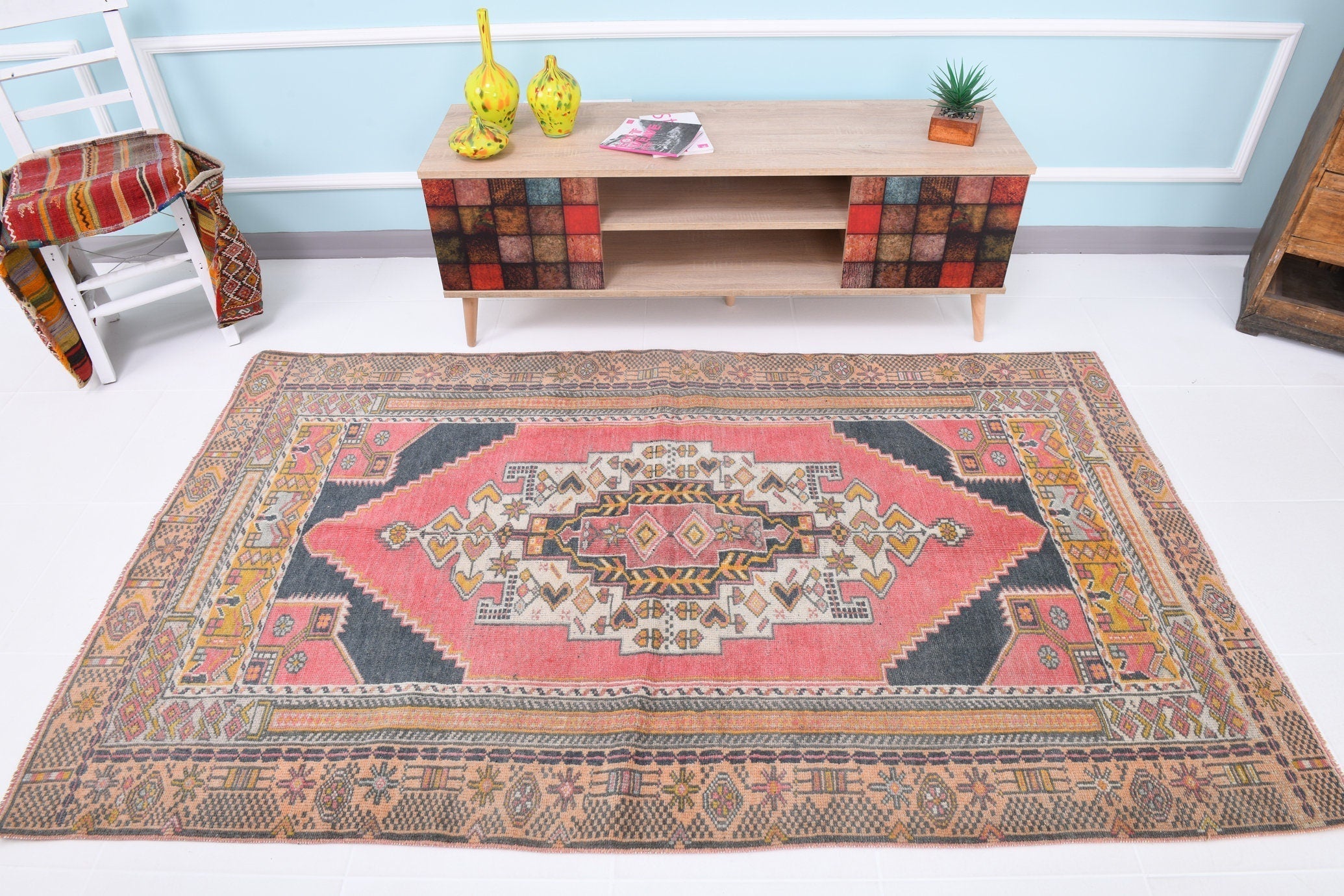 Turkish Vintage Rug 4’4’ x 7’3’
