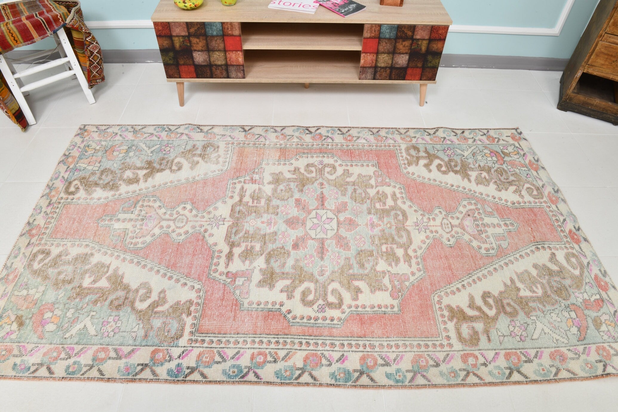 Turkish Vintage Rug 4’4’ x 7’9’
