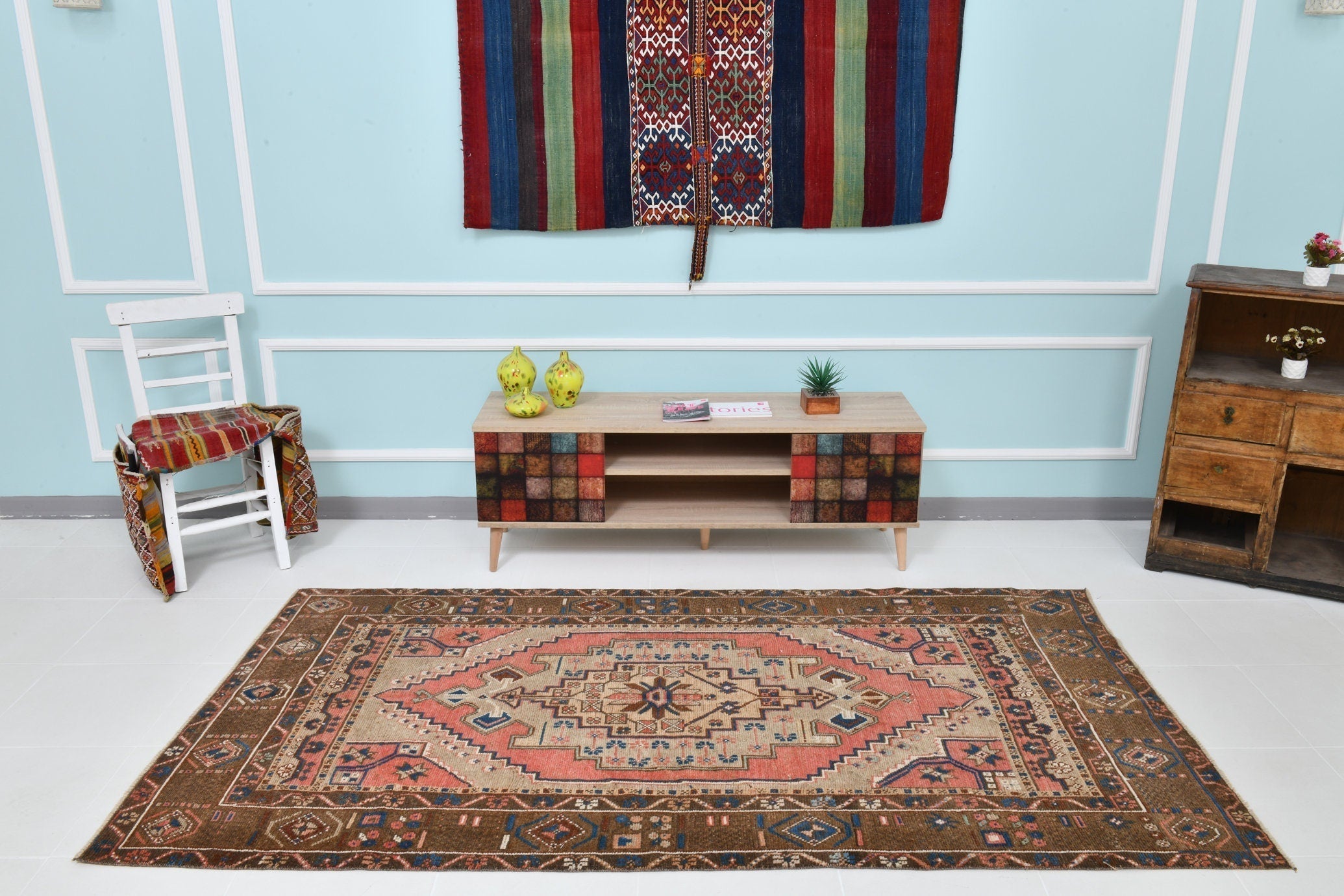 Turkish Vintage Rug 4’4’ x 8’1’
