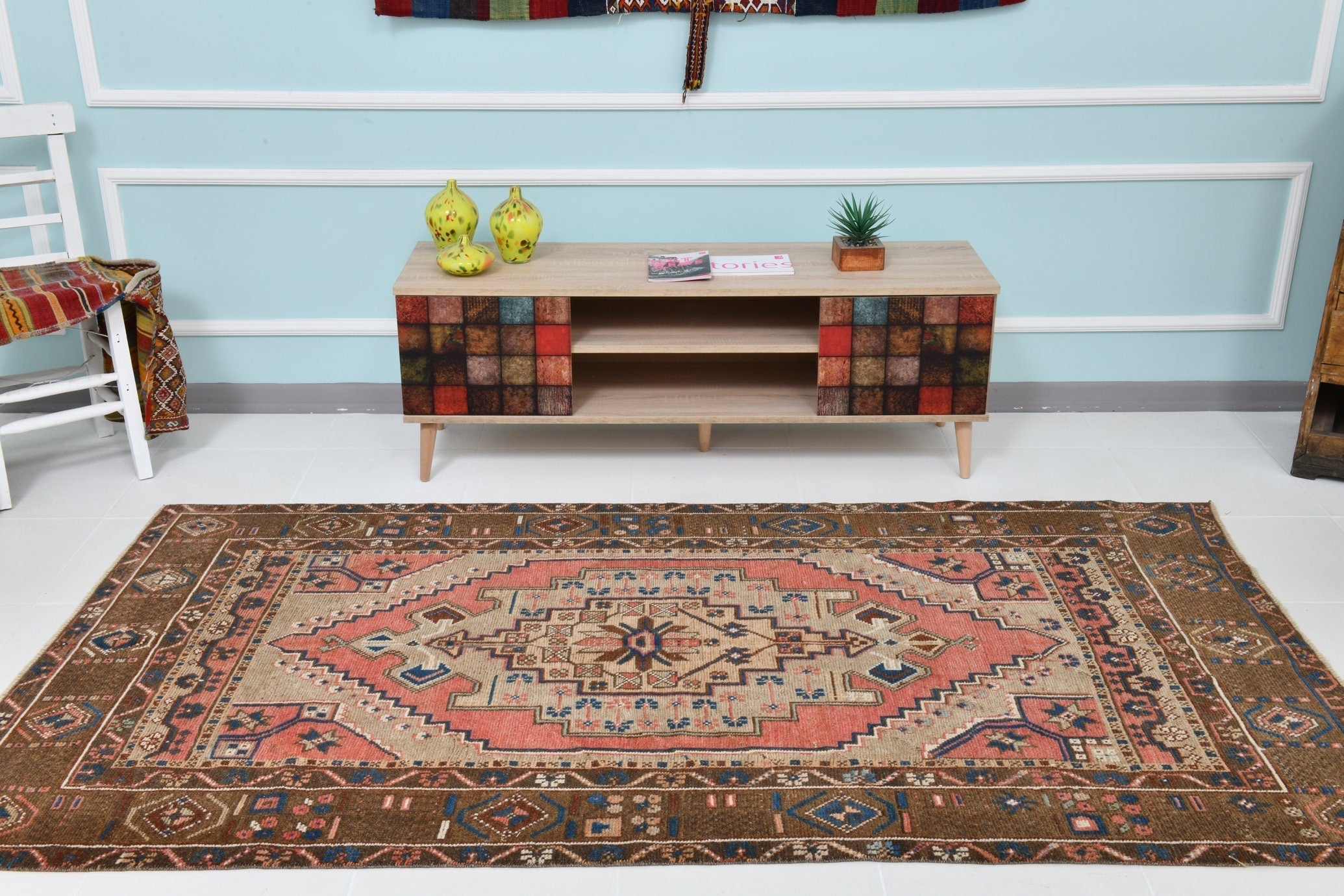 Turkish Vintage Rug 4’4’ x 8’1’