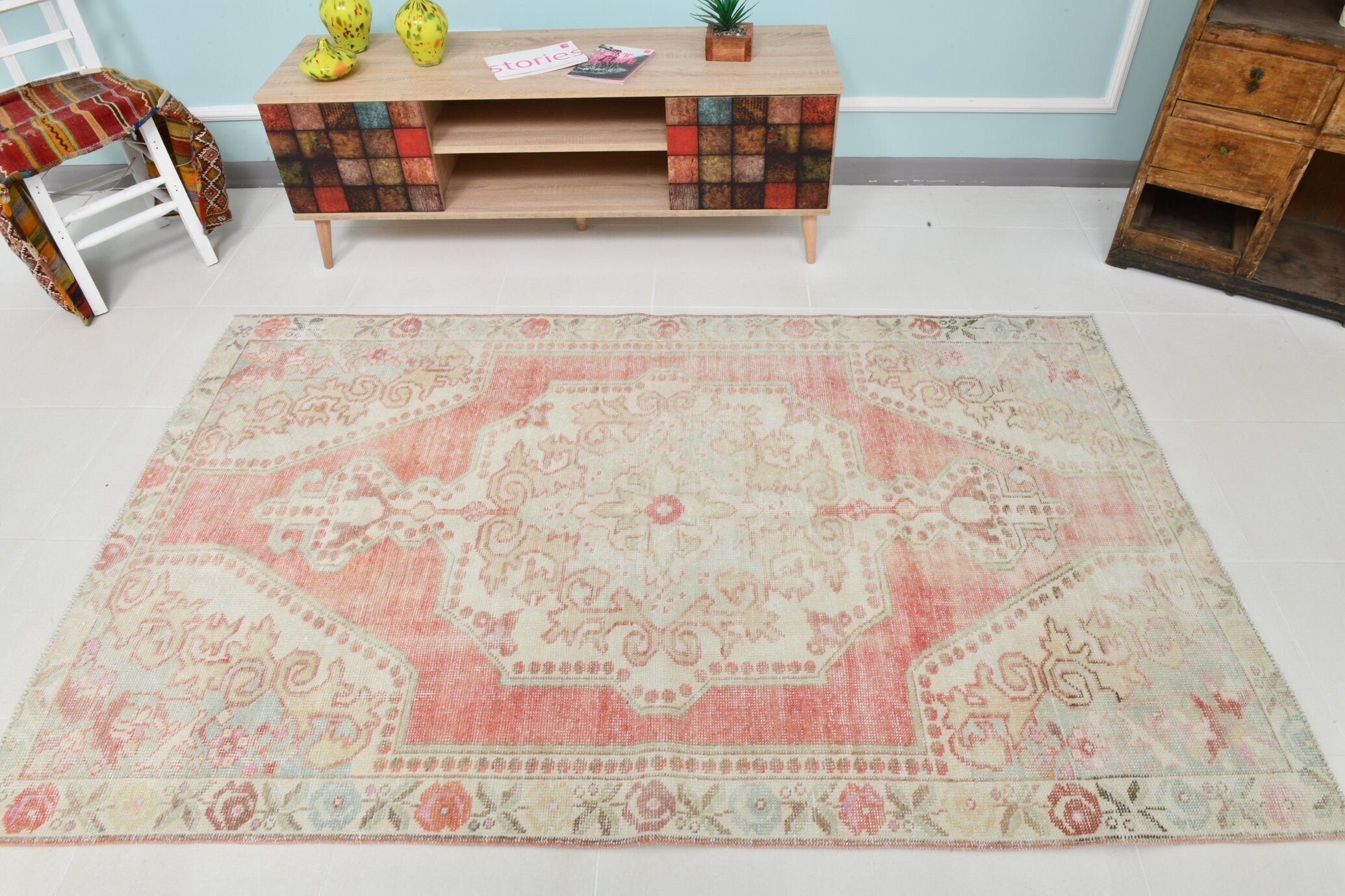 Turkish Vintage Rug 4’5’ x 7’2’