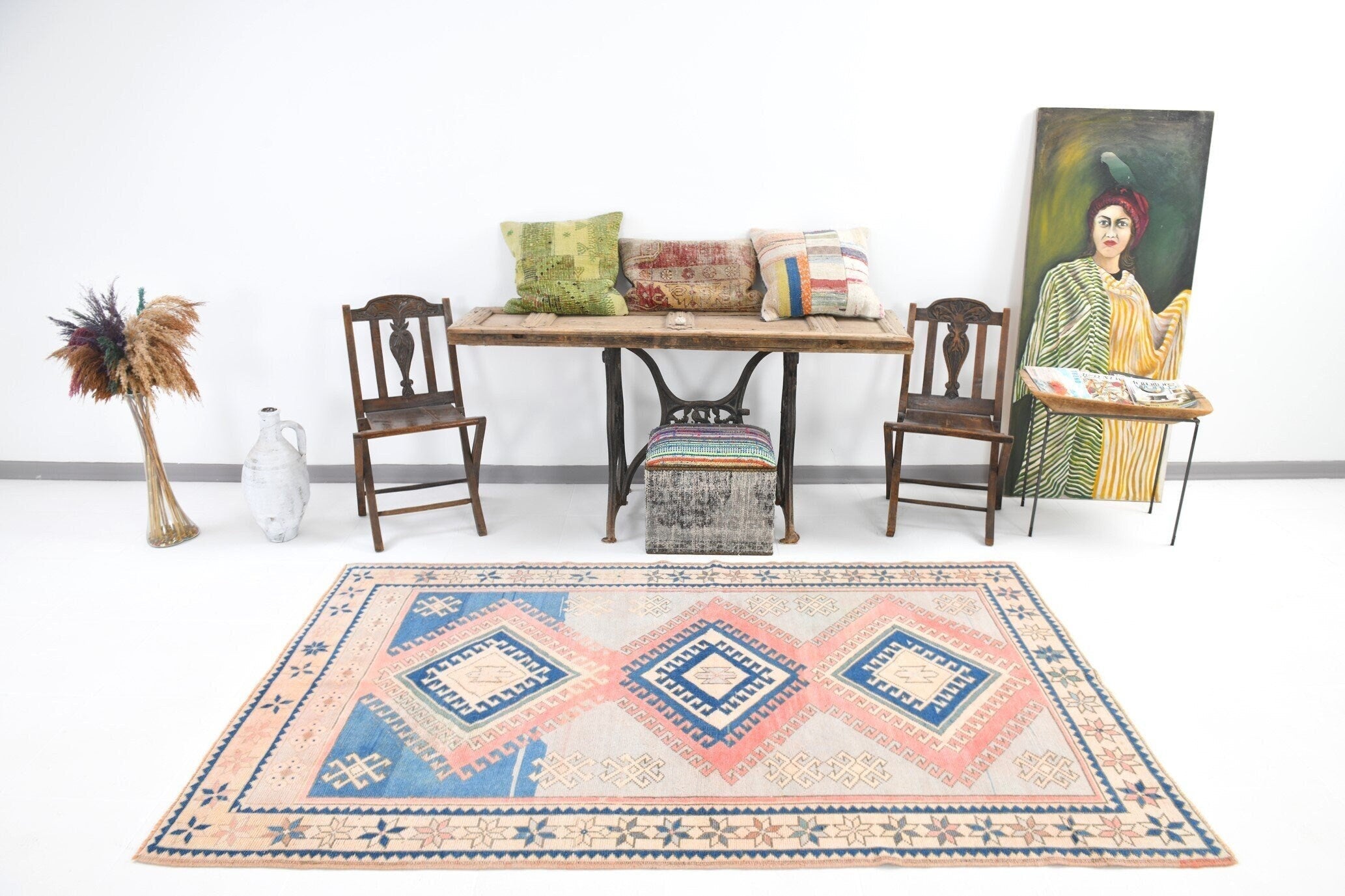 Turkish Vintage Rug  4'8" x 7'10" ft