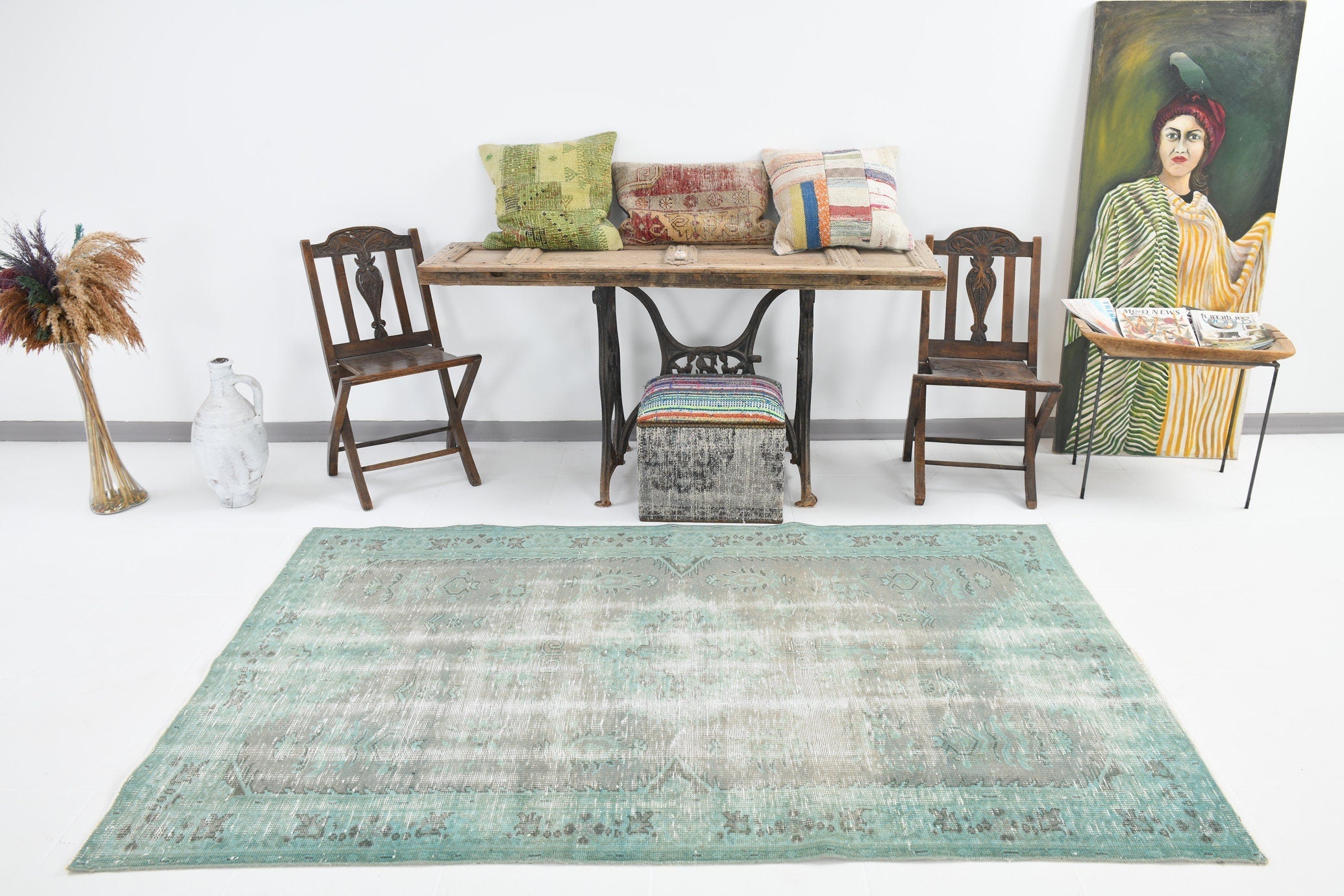 Turkish Vintage Rug  4'8" x 7'8" ft