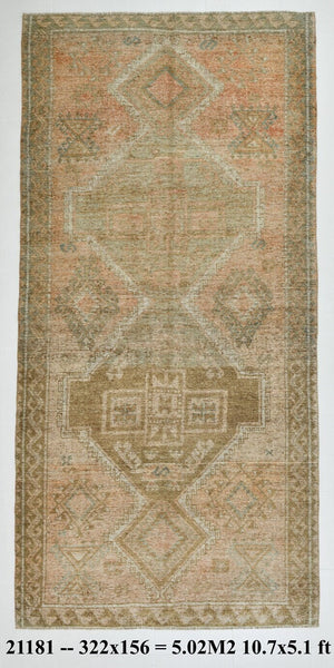Turkish Vintage Rug 5’1’’ x 10’7’’ ft