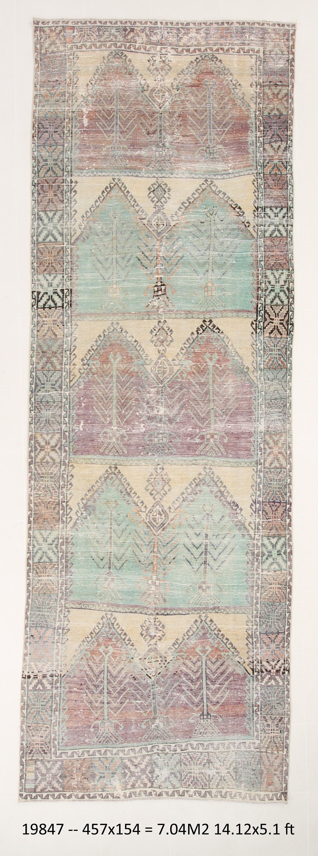 Turkish Vintage Rug 5’1’’ x 14’12’’ ft