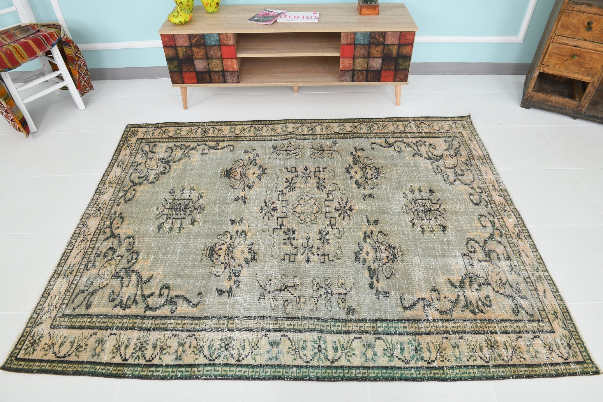 Turkish Vintage Rug 5’1’ x 6’7’