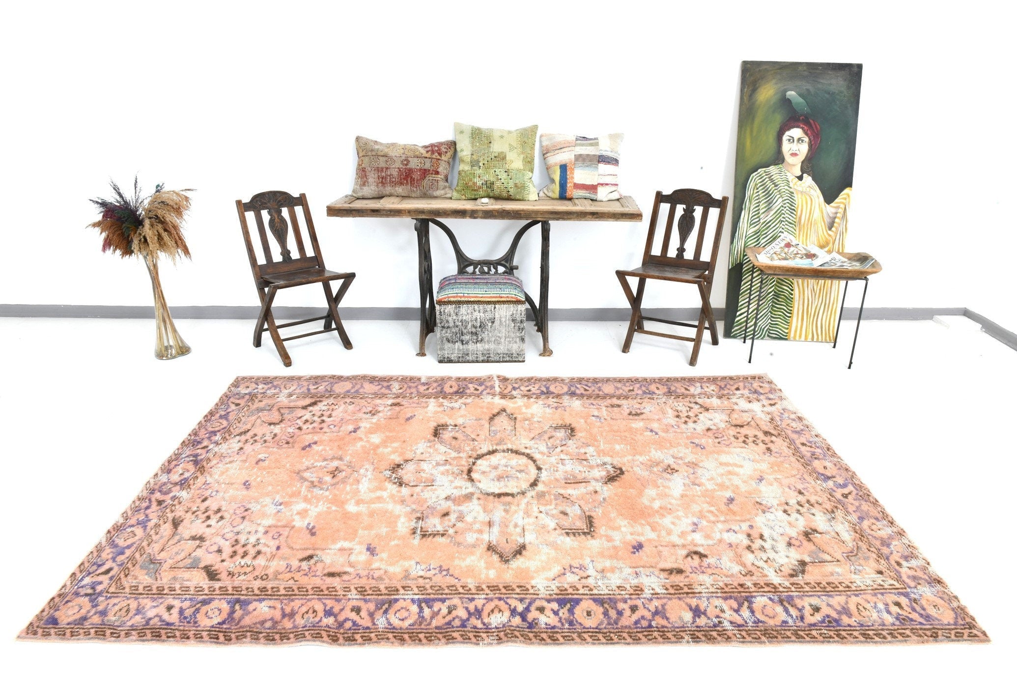 Turkish Vintage Rug  5'10" x 8'11" ft