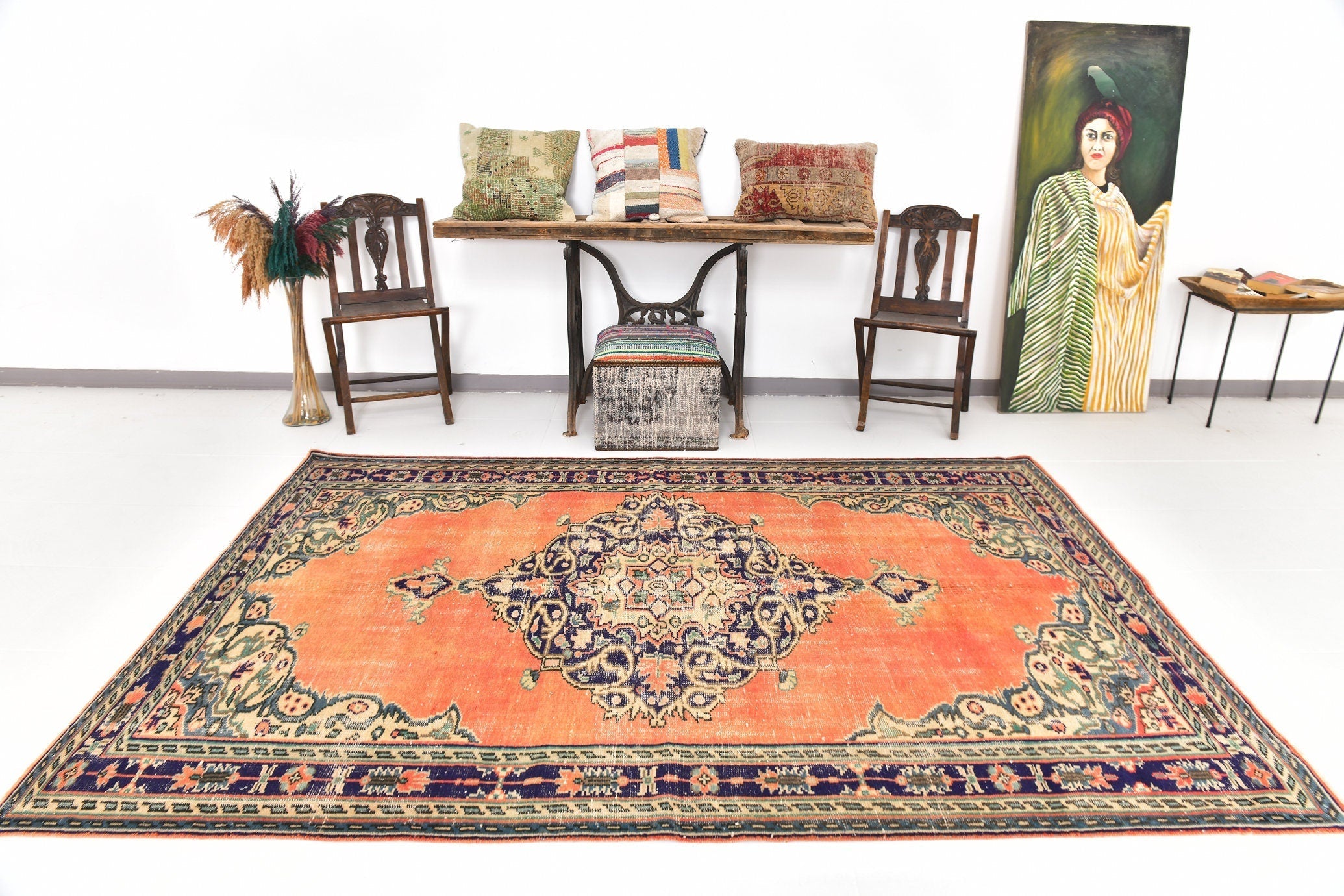 Turkish Vintage Rug  5'11" x 8'10" ft