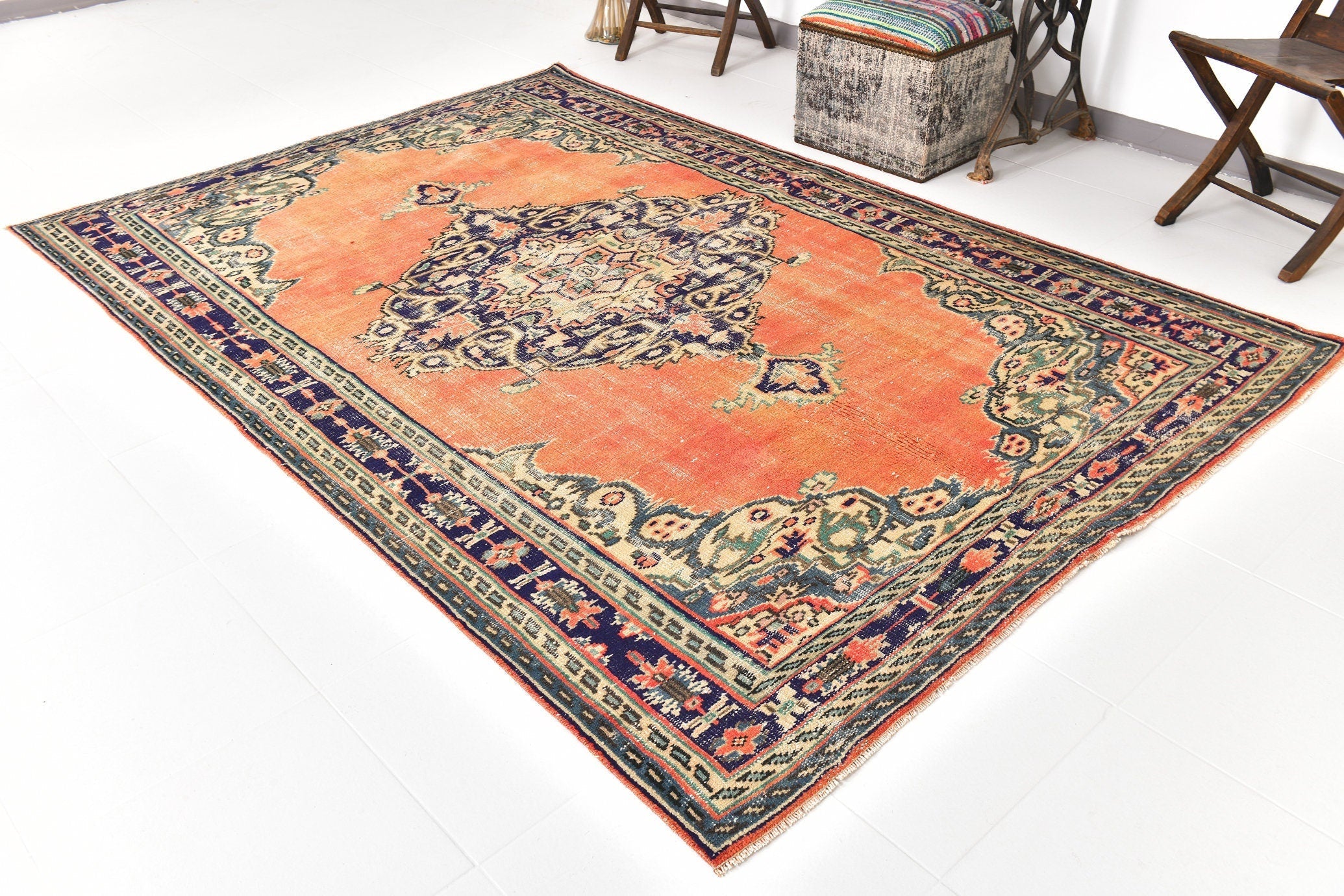 Turkish Vintage Rug  5'11" x 8'10" ft