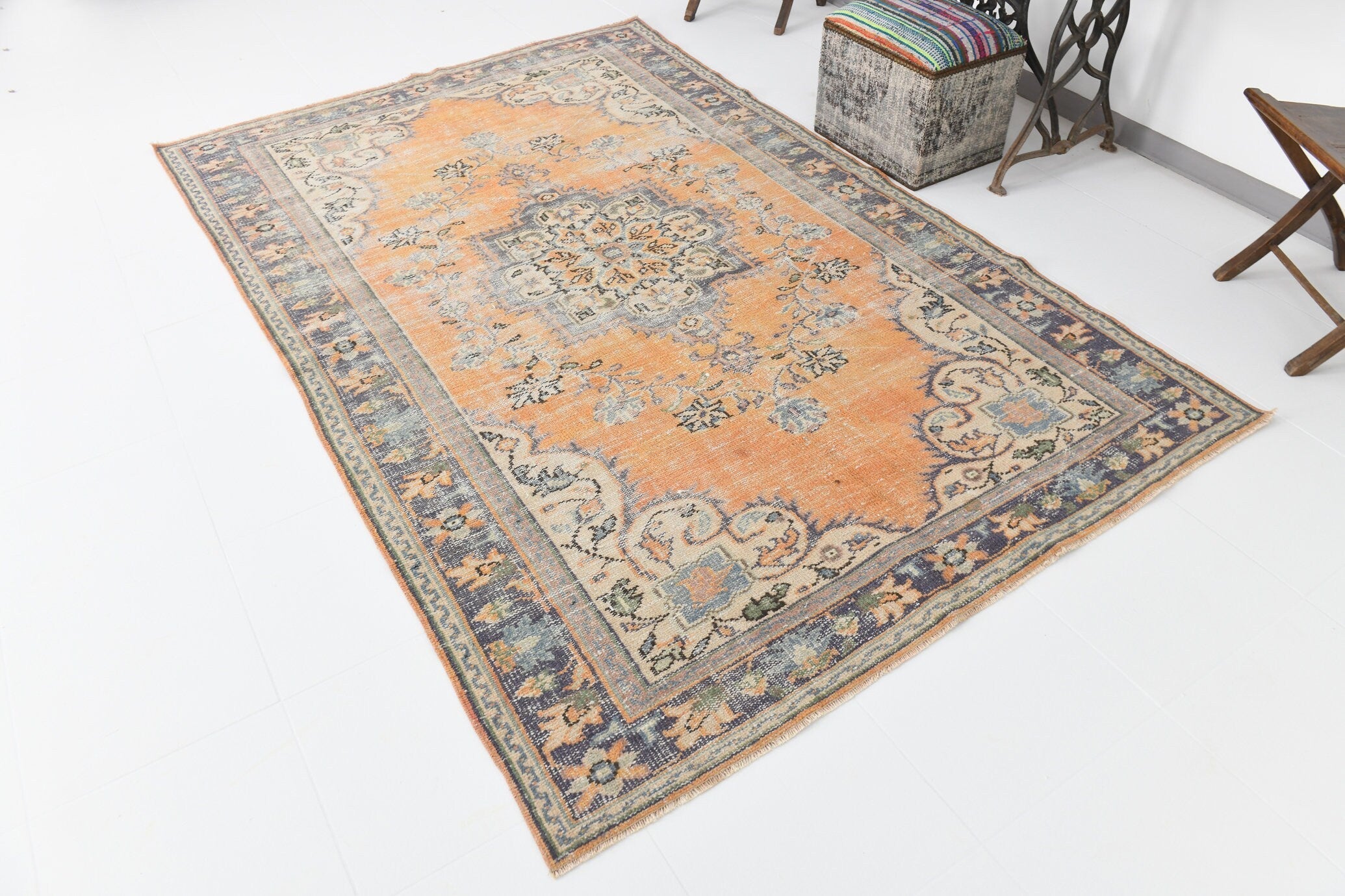 Turkish Vintage Rug  5'11" x 8'12" ft
