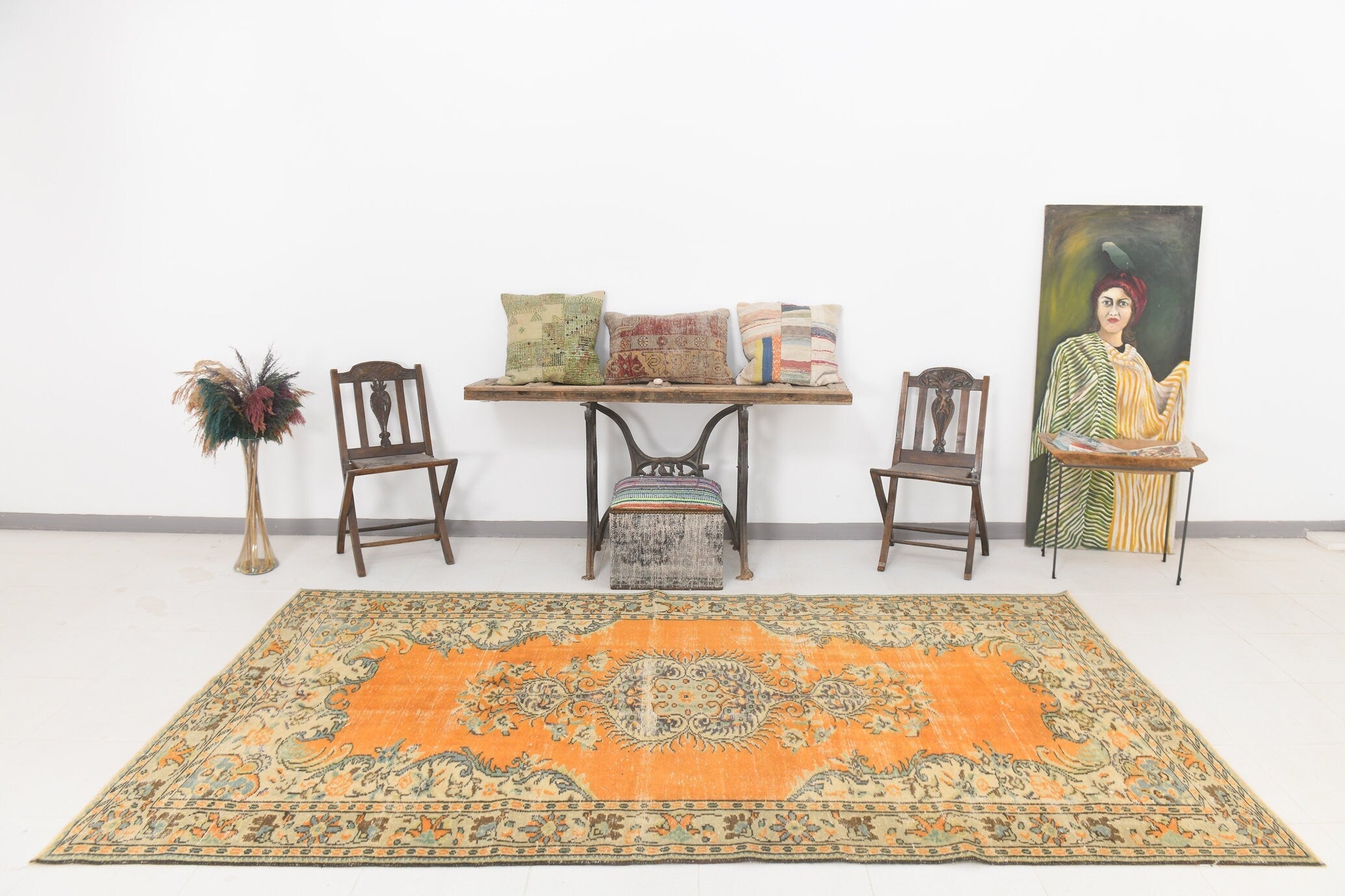 Turkish Vintage Rug  5'12" x 10'2" ft