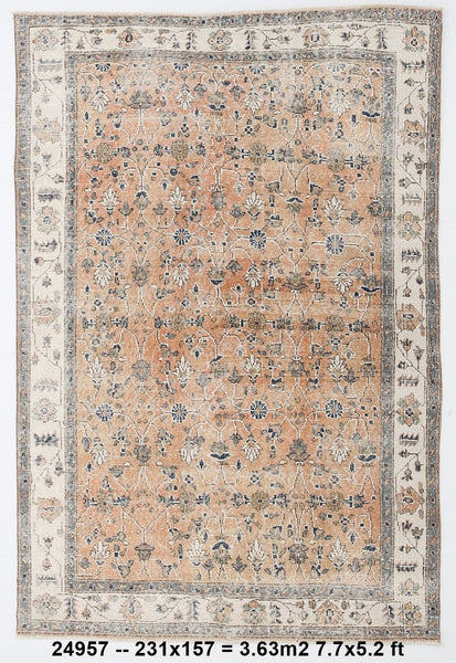 Turkish Vintage Rug  5'2" x 7'7" ft