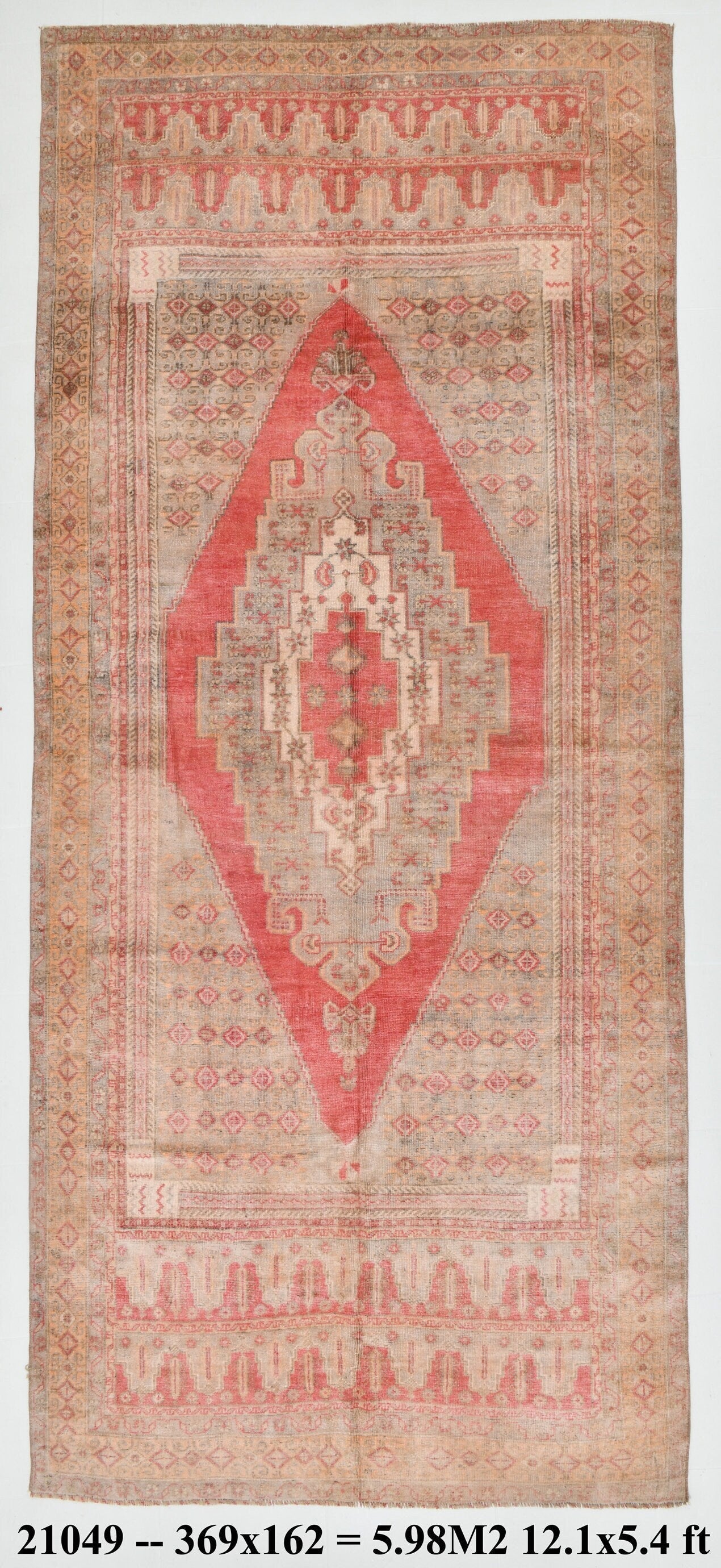 Turkish Vintage Rug  5'4" x 12'1" ft