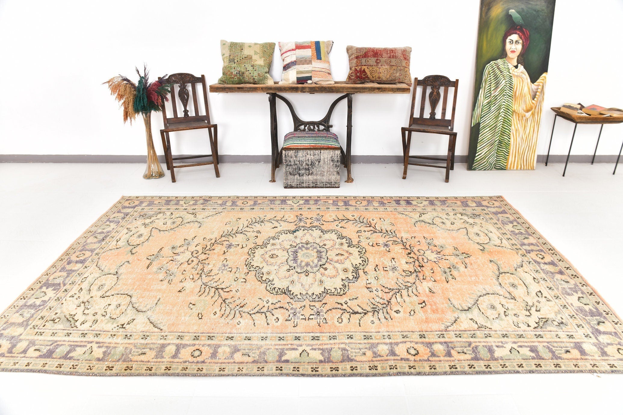 Turkish Vintage Rug  6'0" x 10'0" ft