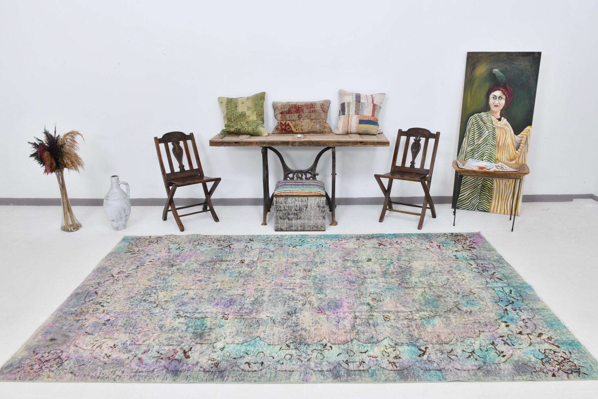 Turkish Vintage Rug  6'1" x 10'4" ft
